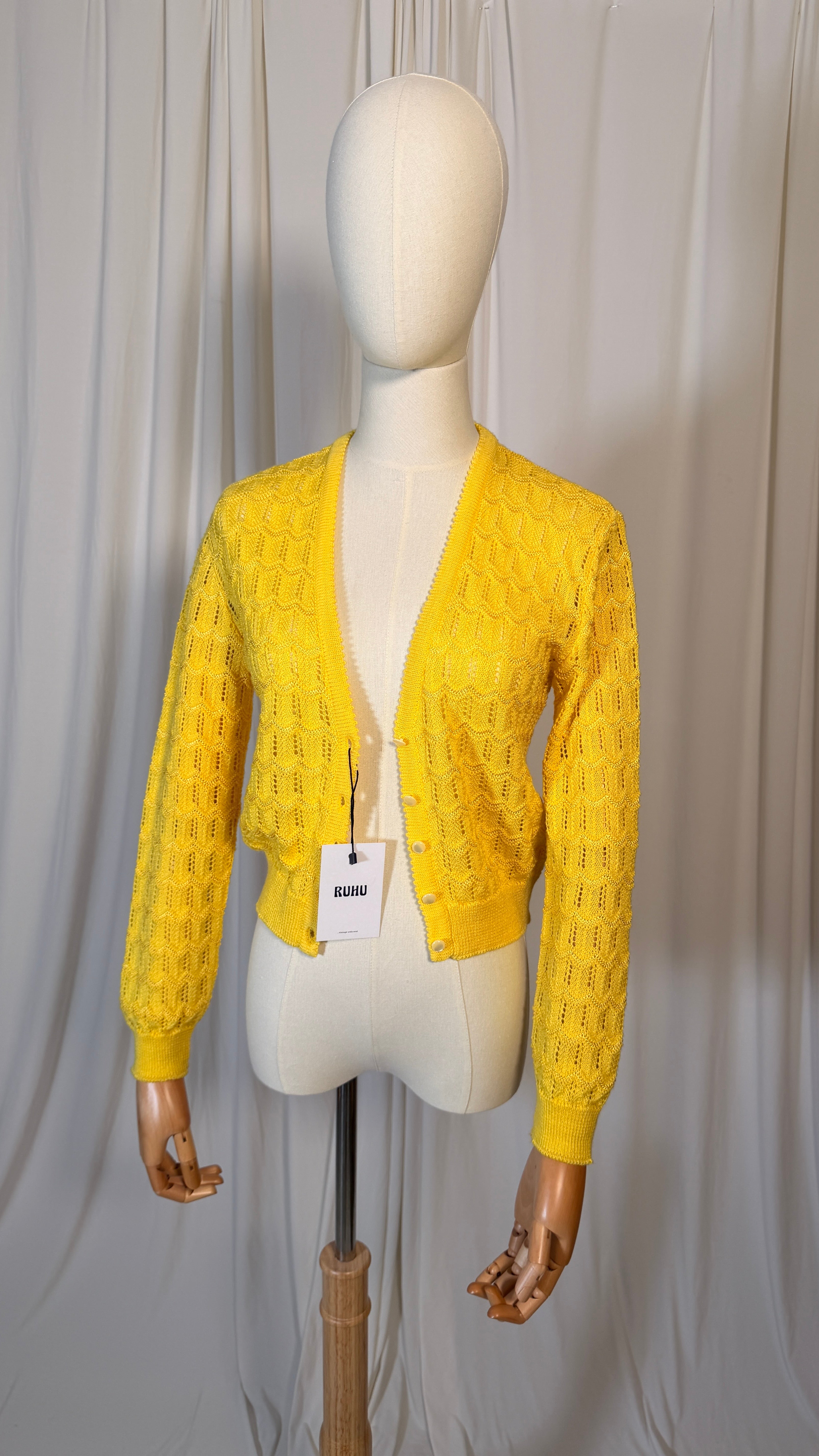 Chemisier vintage en maille jaune [S]