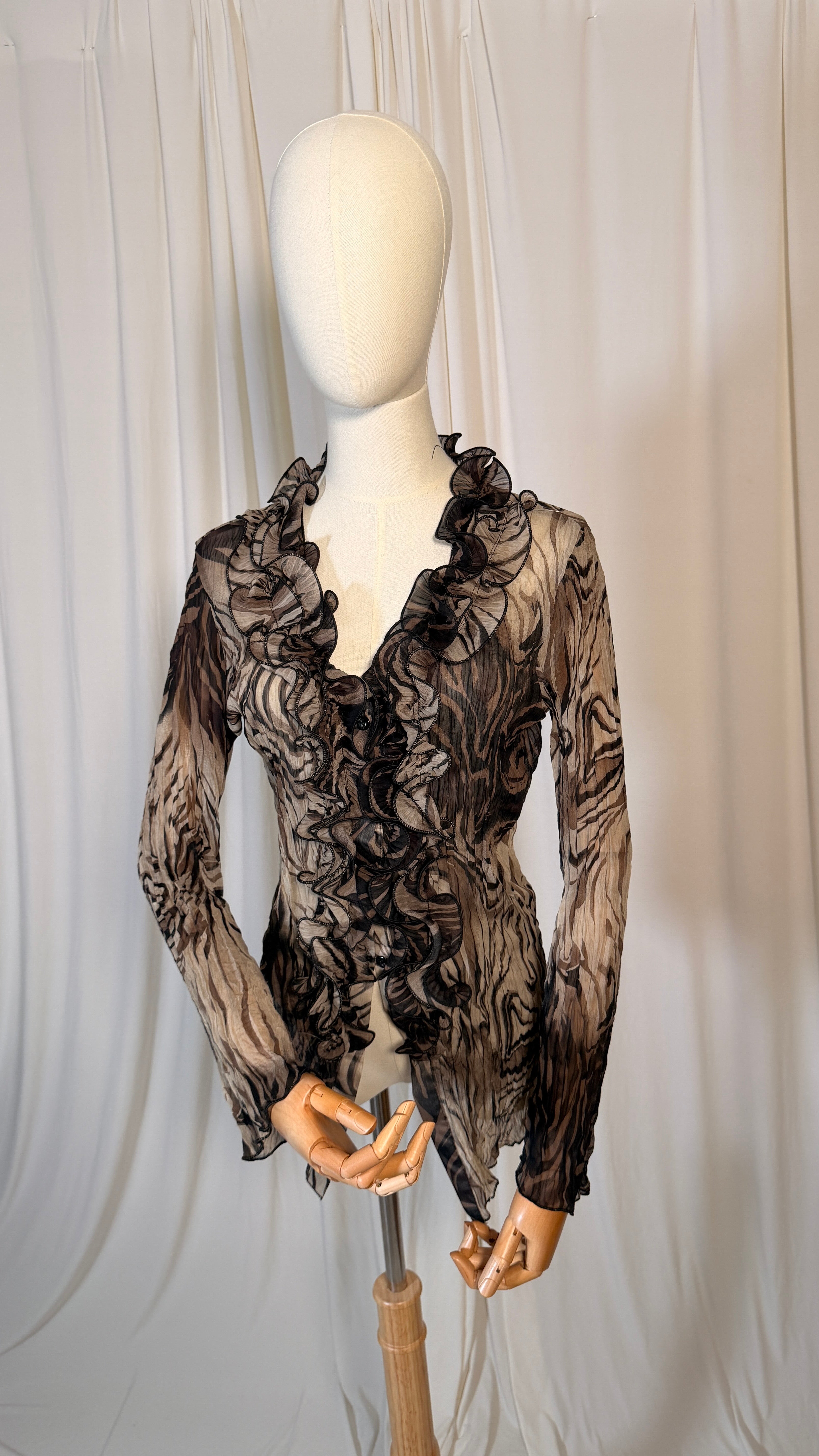 Chemisier à volants marron vintage [M/L]