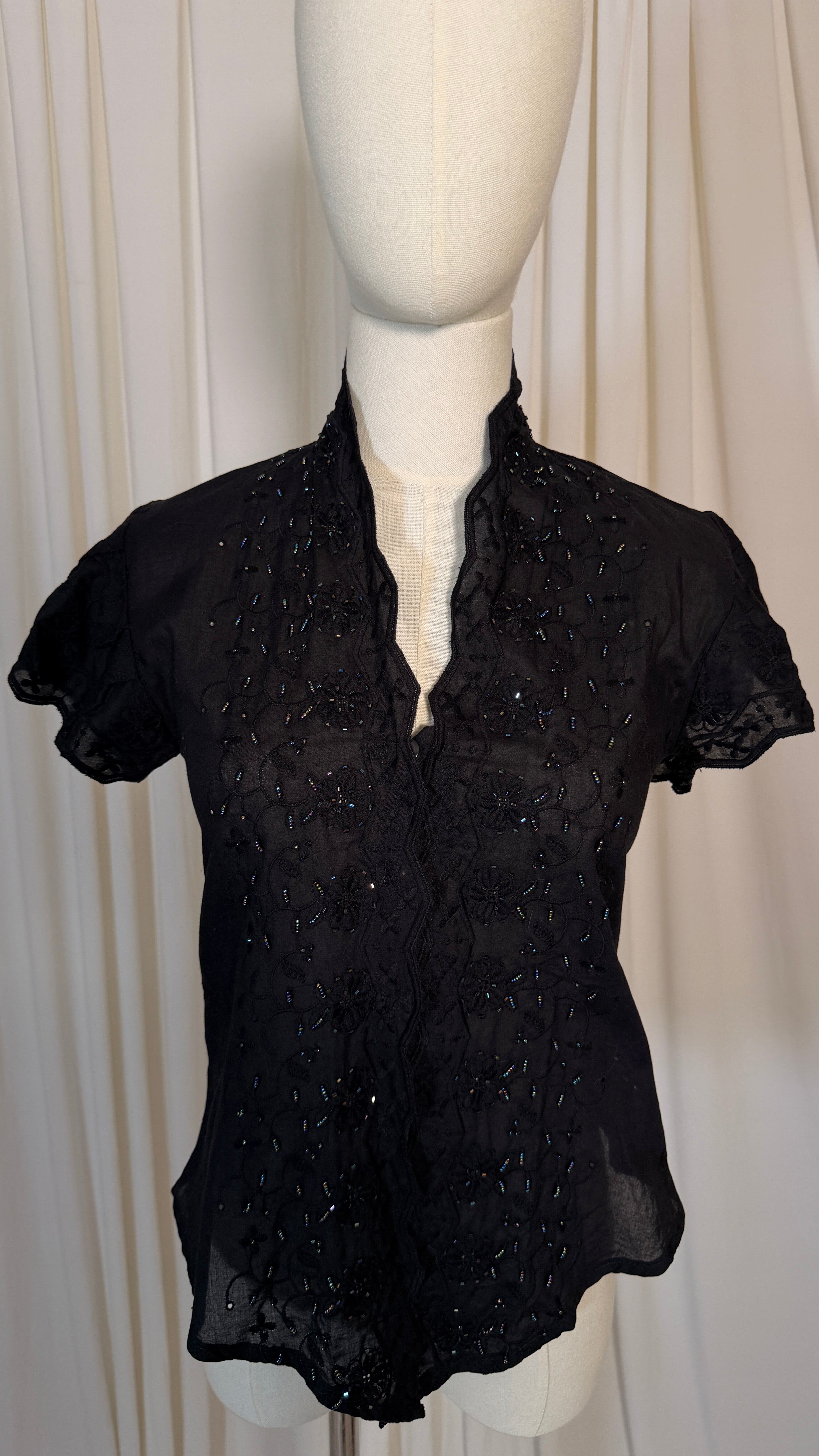 Vintage Beads Black Blouse [XS]