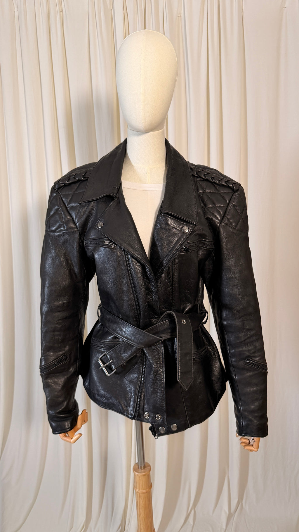 Blouson de motard vintage noir [L]