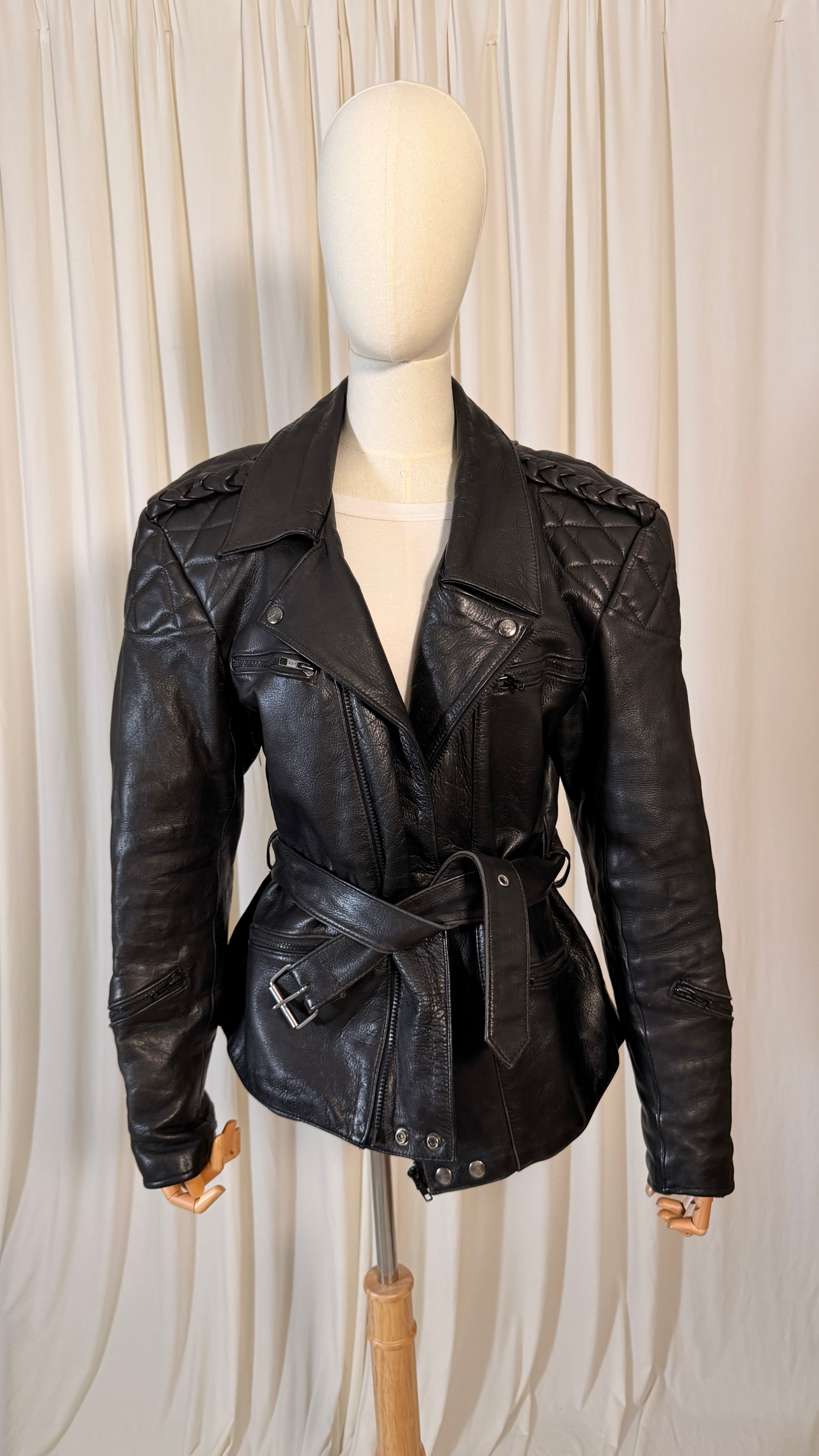 Blouson de motard vintage noir [L]