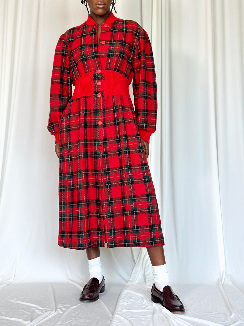 Vintage Tartan Wool Dress [M/L]
