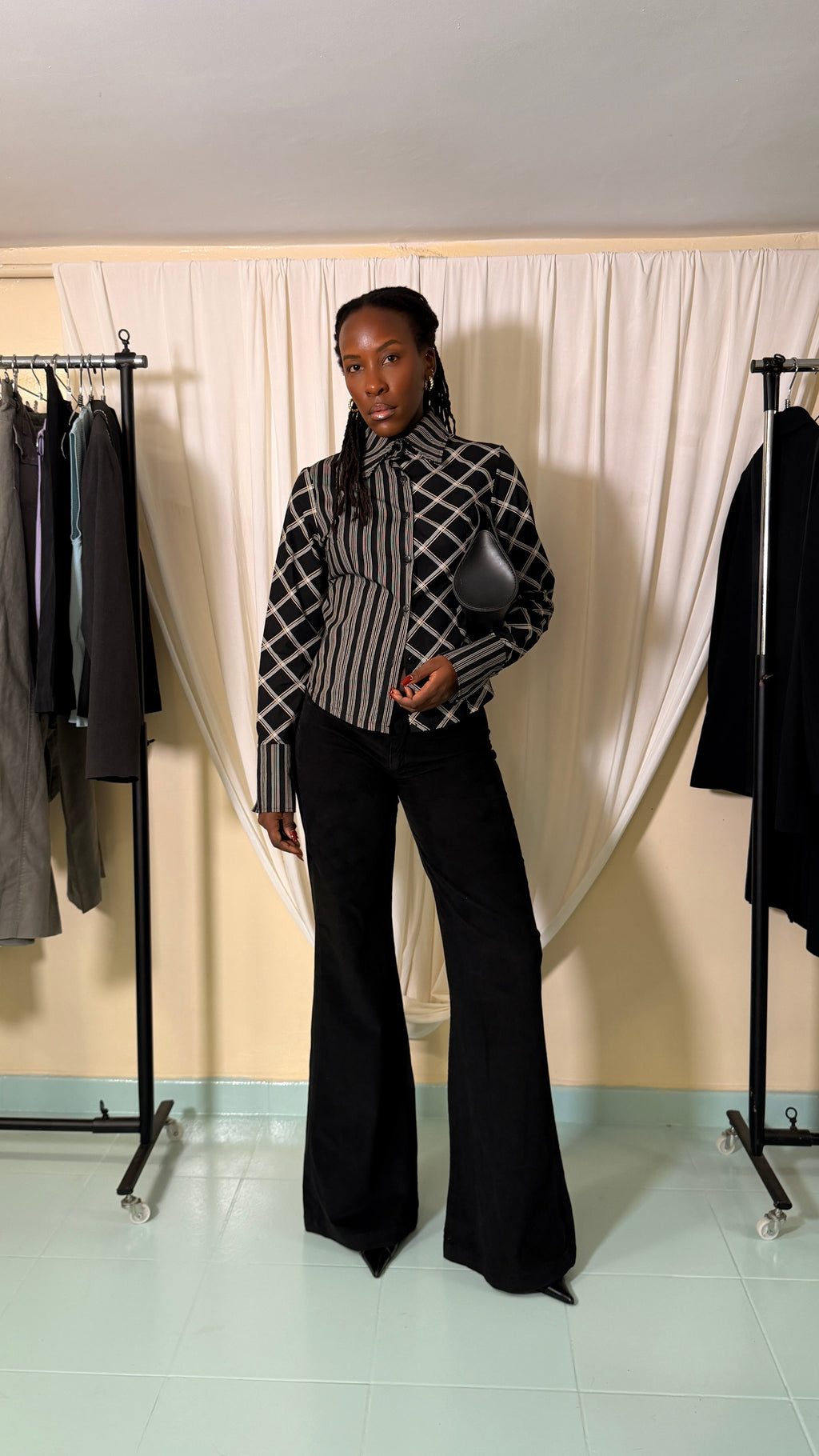 Vintage Wide Leg Black Trousers [38]