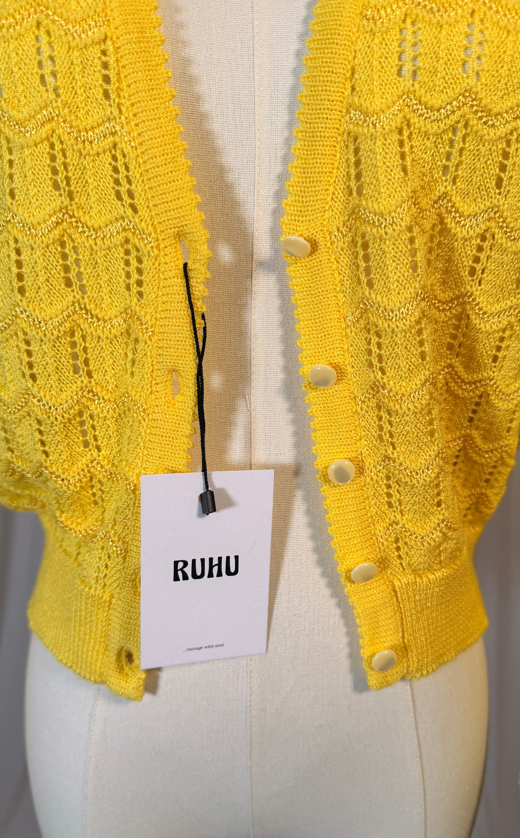 Yellow Knitted Vintage Cardigan [S]