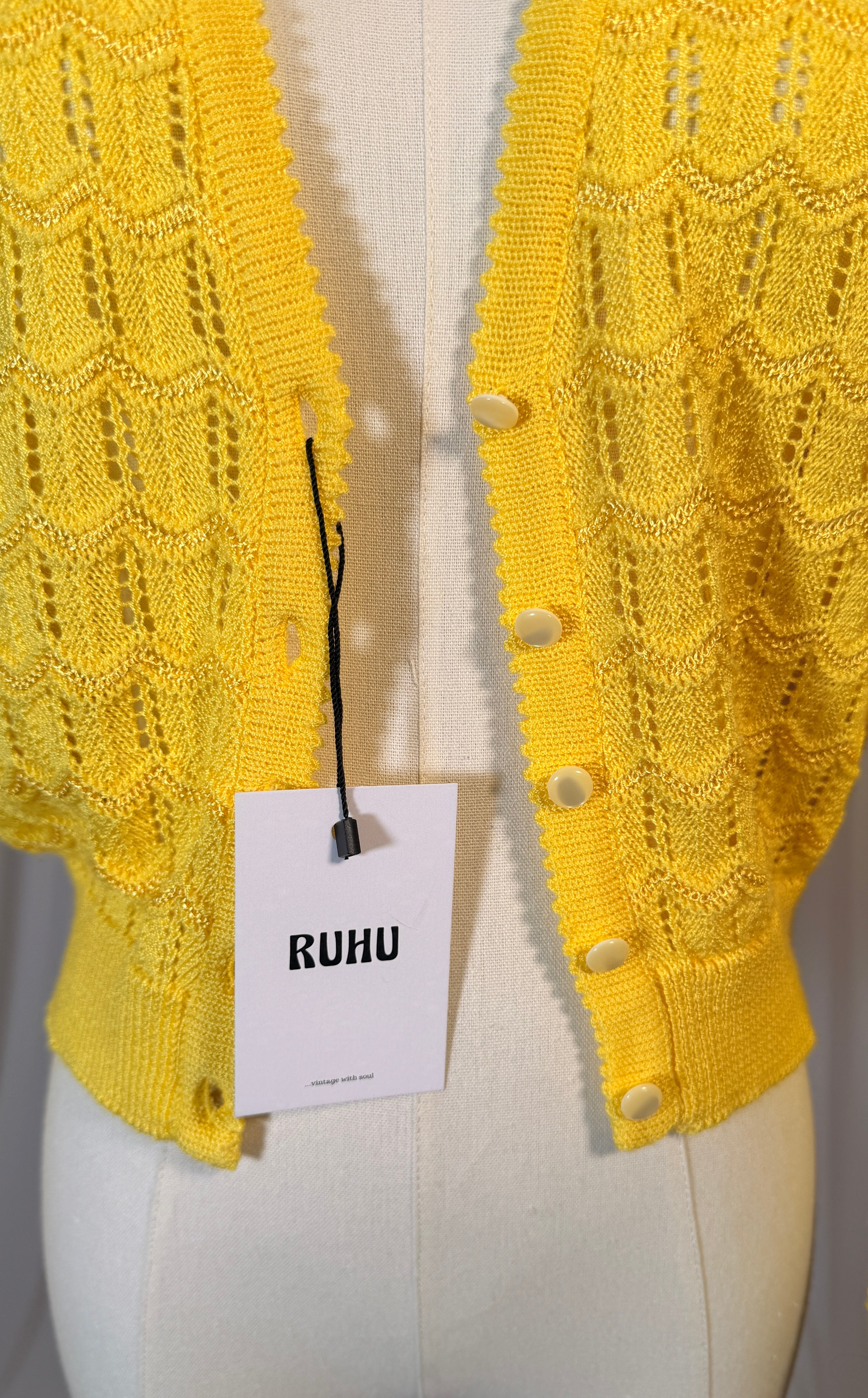 Chemisier vintage en maille jaune [S]