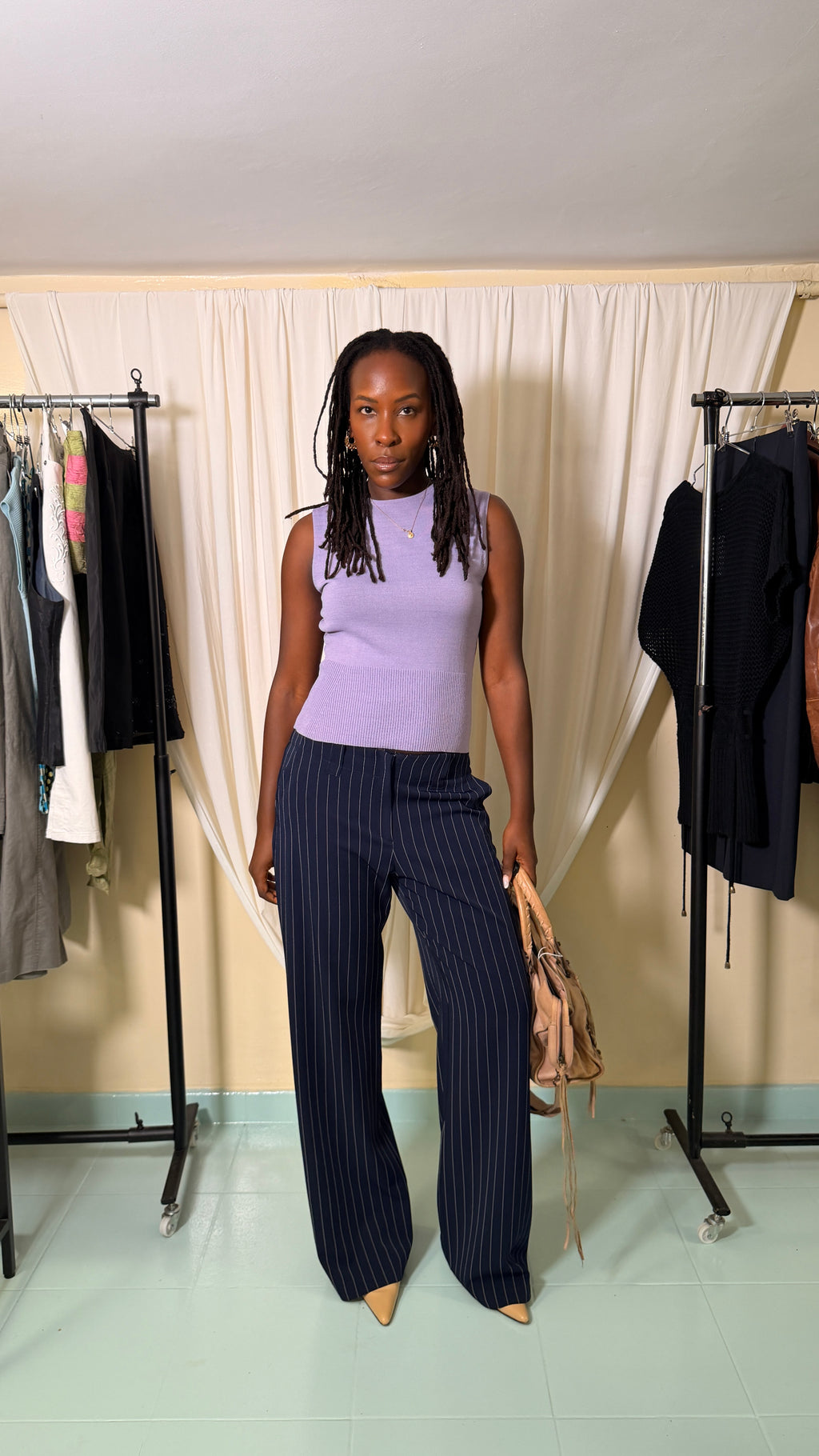 Vintage Blue Pinstripe Trousers [42]