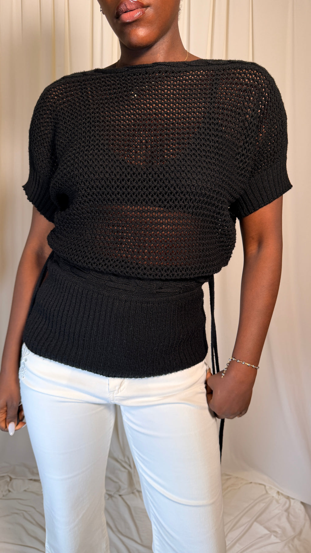 Crochet VIntage Black Top
