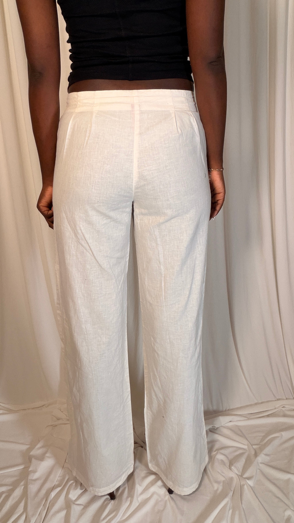 White Vintage Linen Trousers [36]