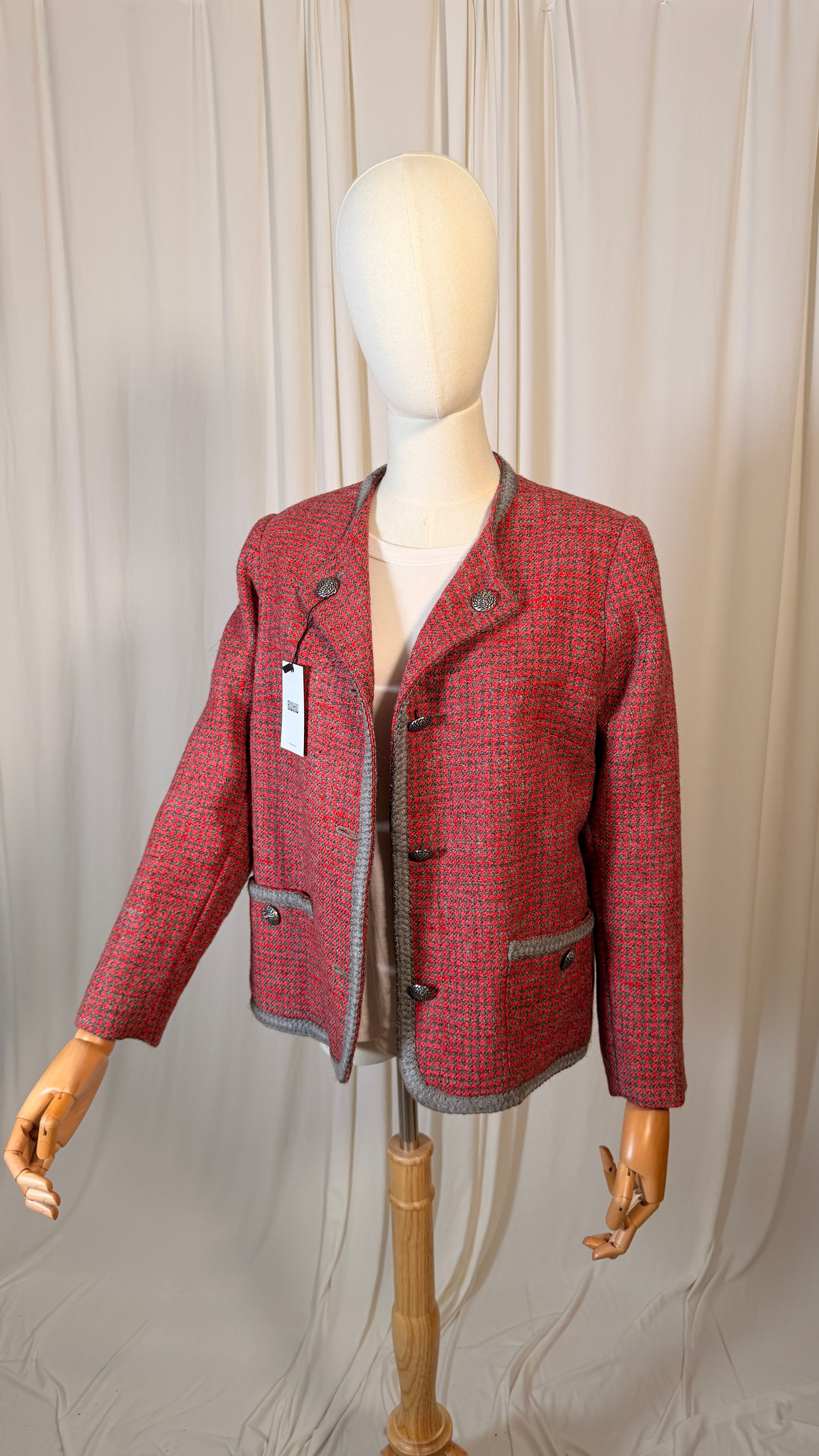 Red Vintage Tweed Blazer [L]