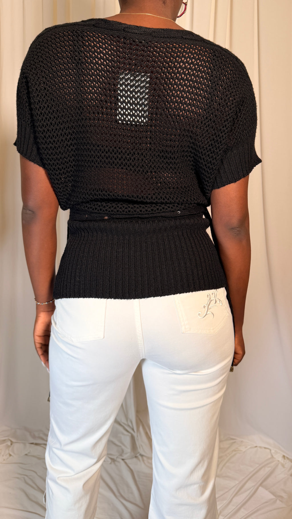 Crochet VIntage Black Top