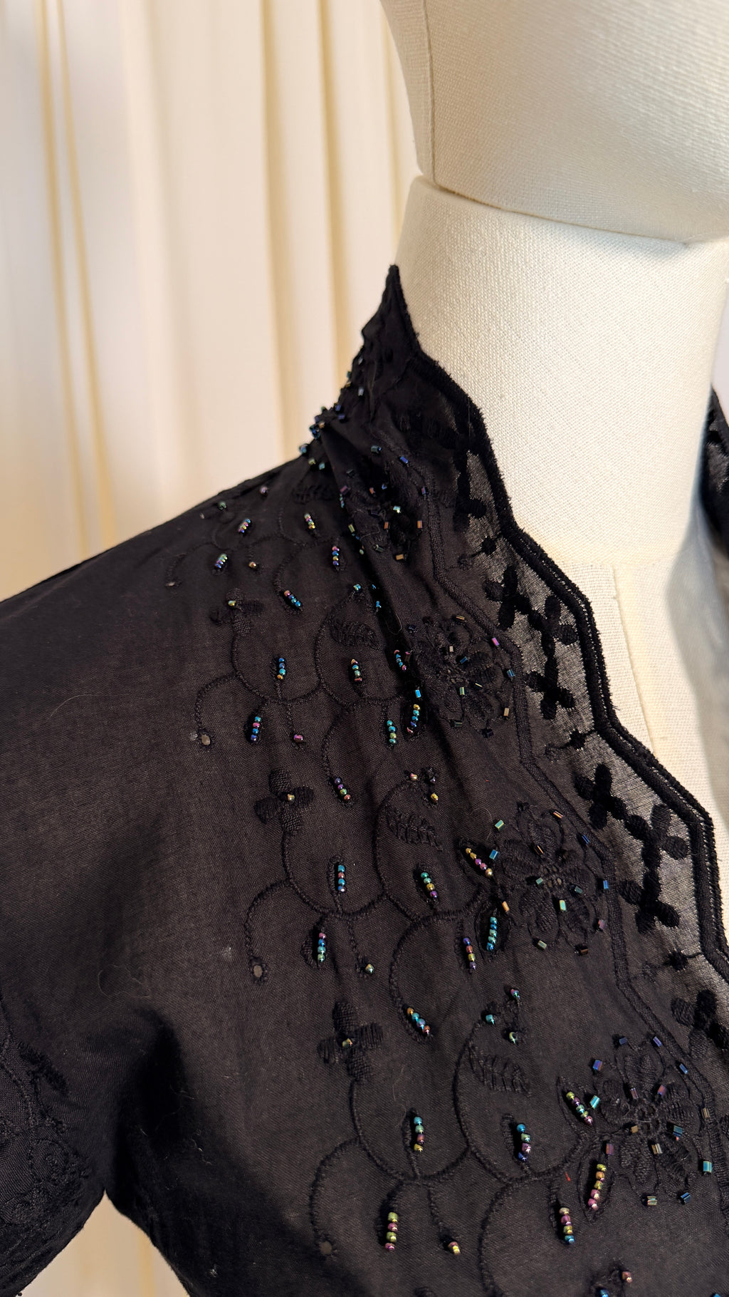 Vintage Beads Black Blouse [XS]
