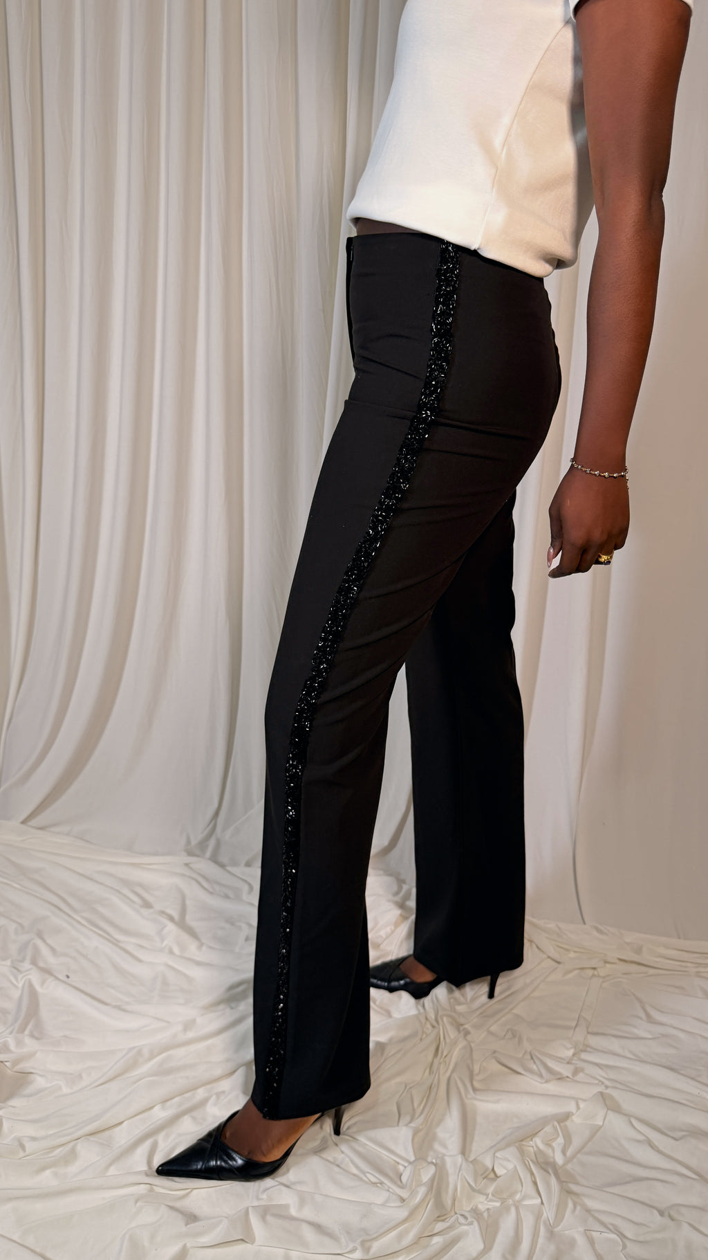 Pantalon vintage à bandes perlées [38]