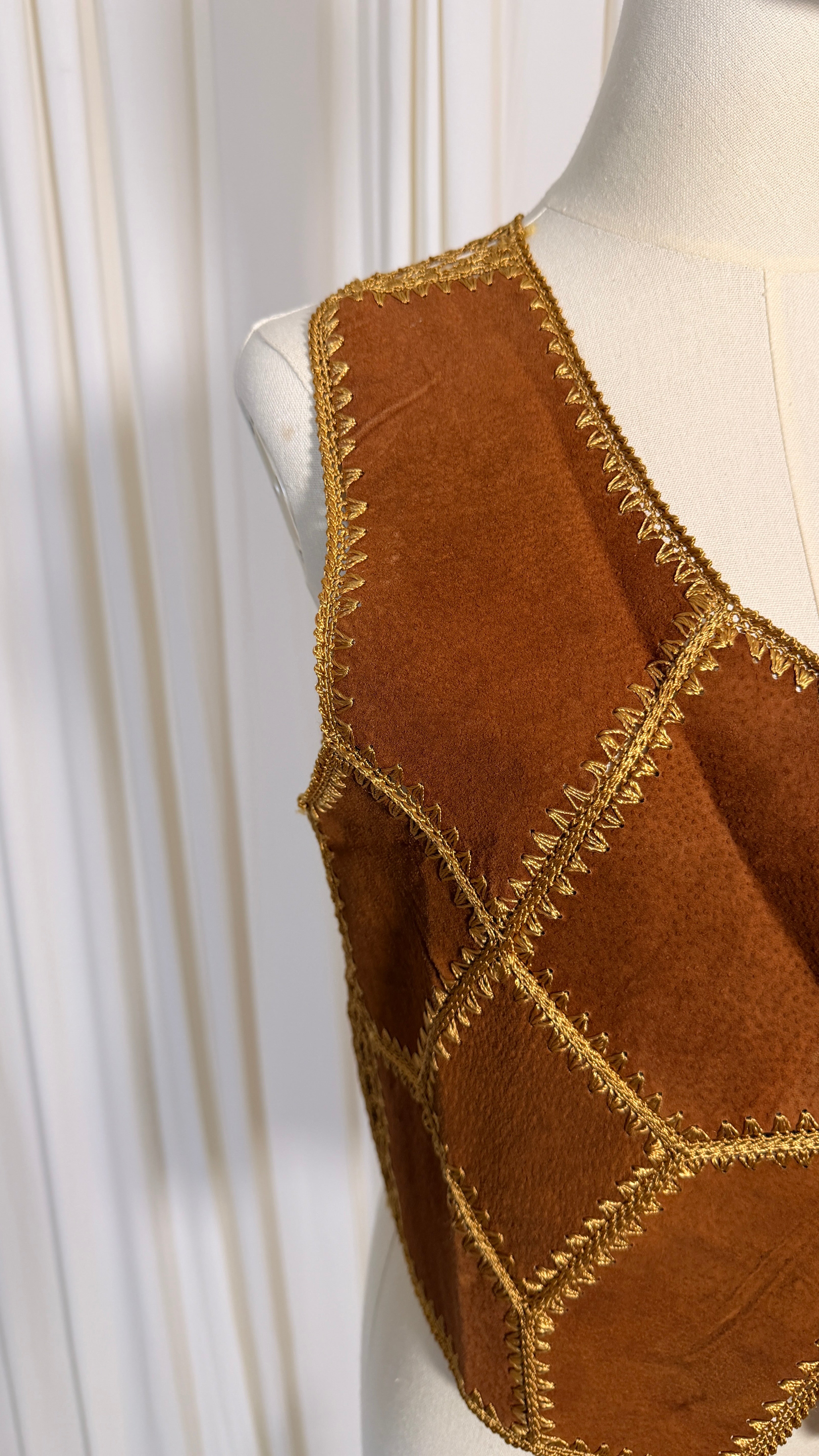 Vintage Suede Leather Vest [ S]