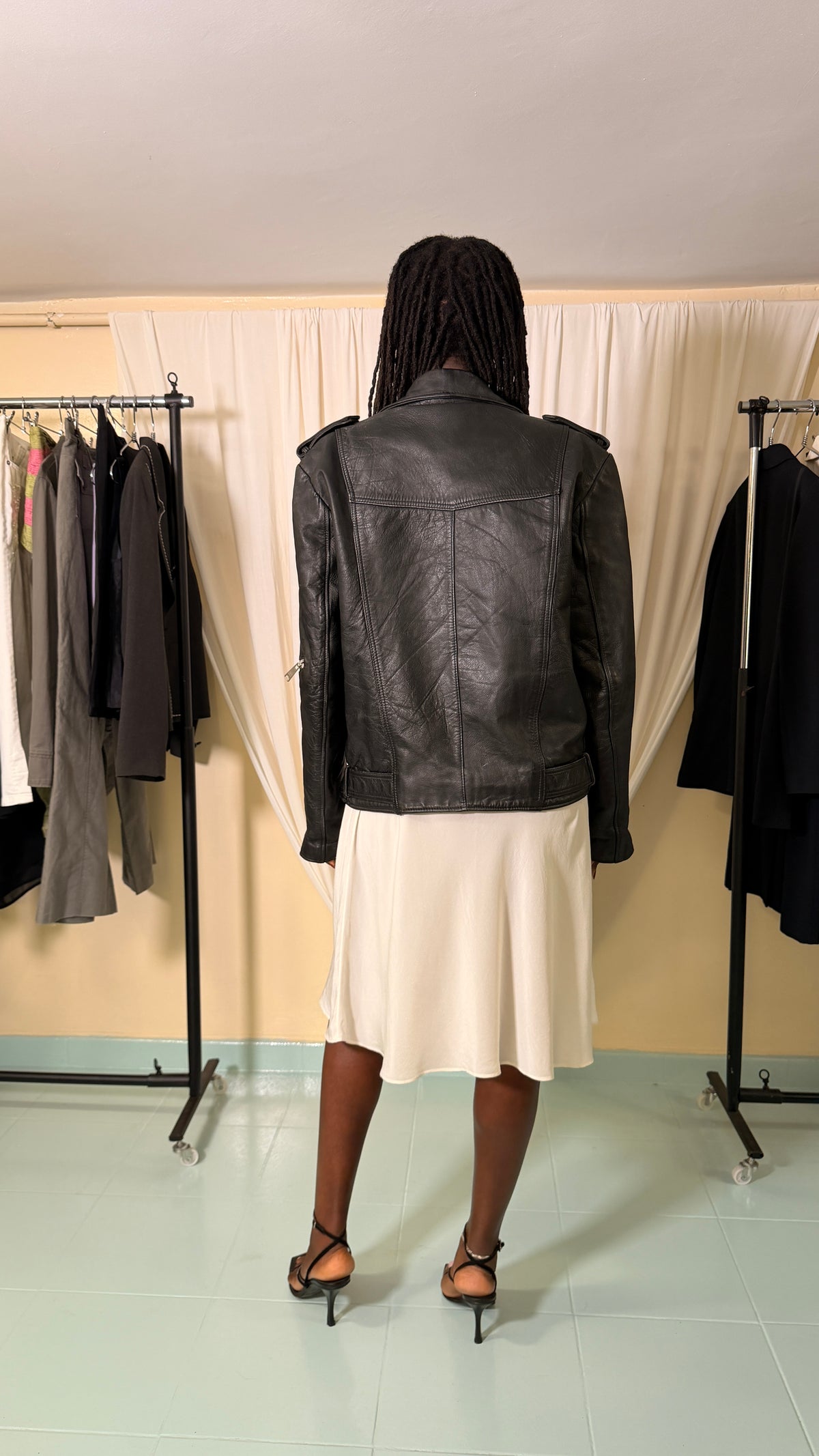 Vintage Black Biker Jacket [L]