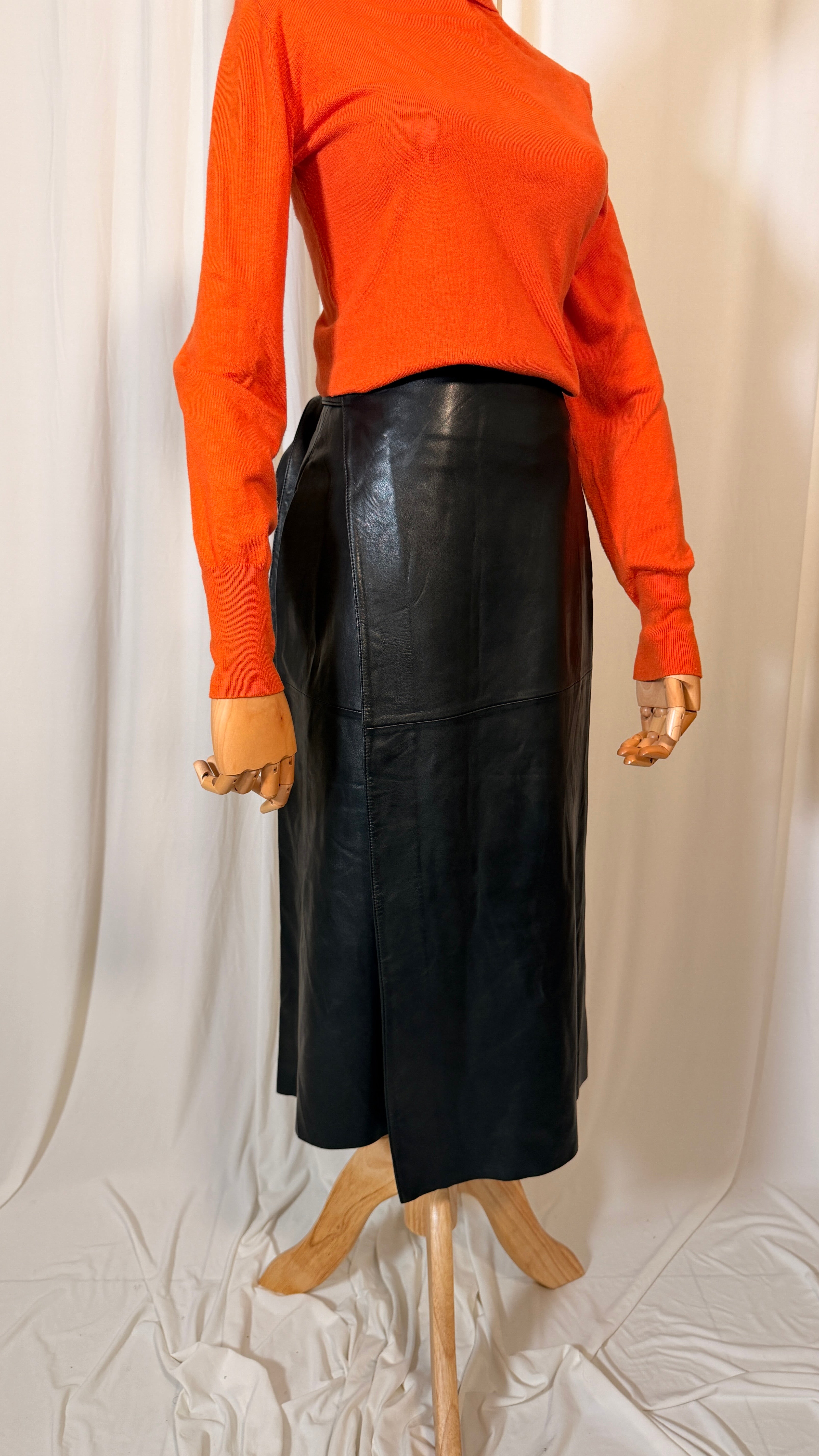 Jupe longue en cuir vintage