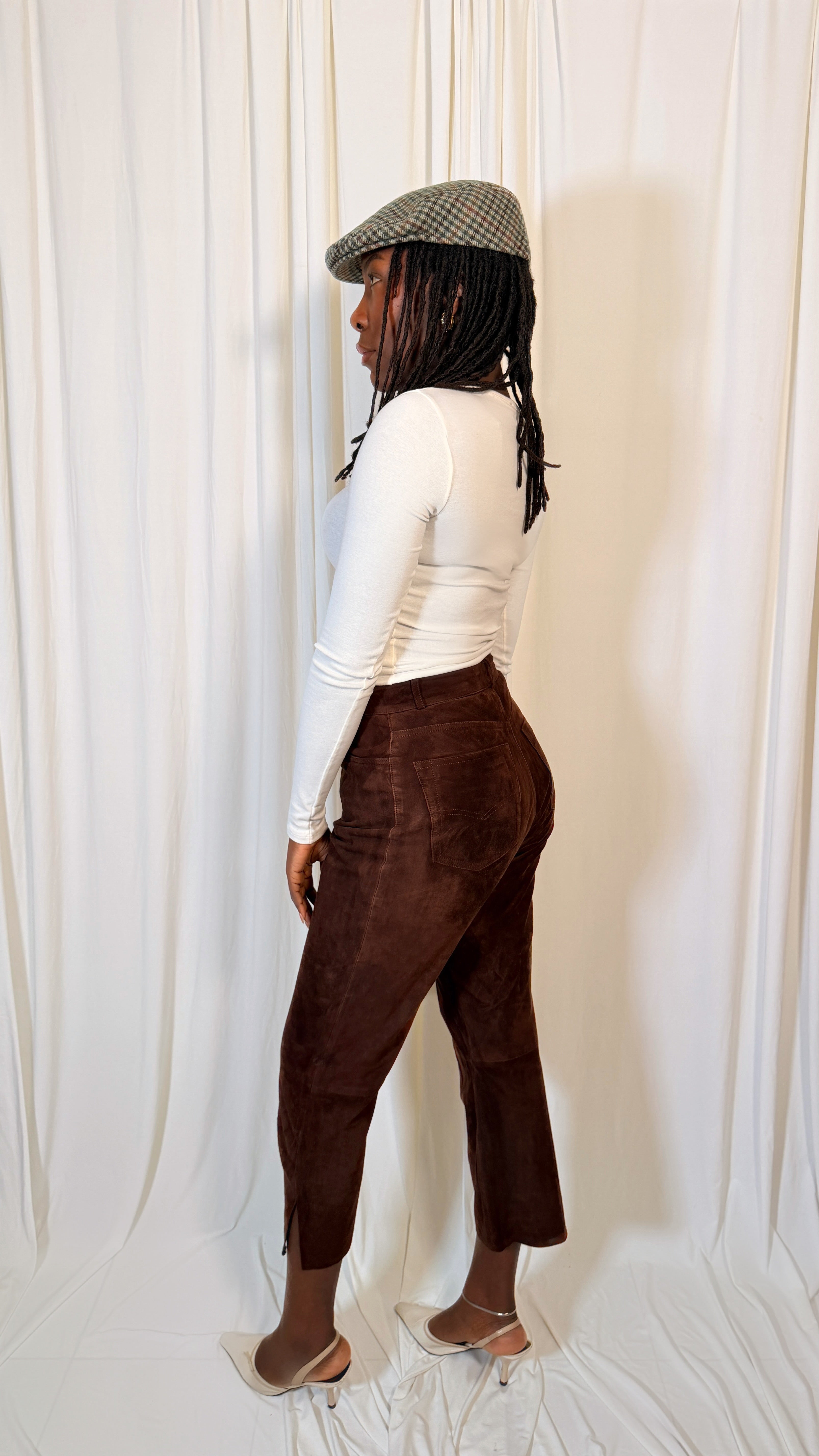 Ensemble vintage en cuir suédé