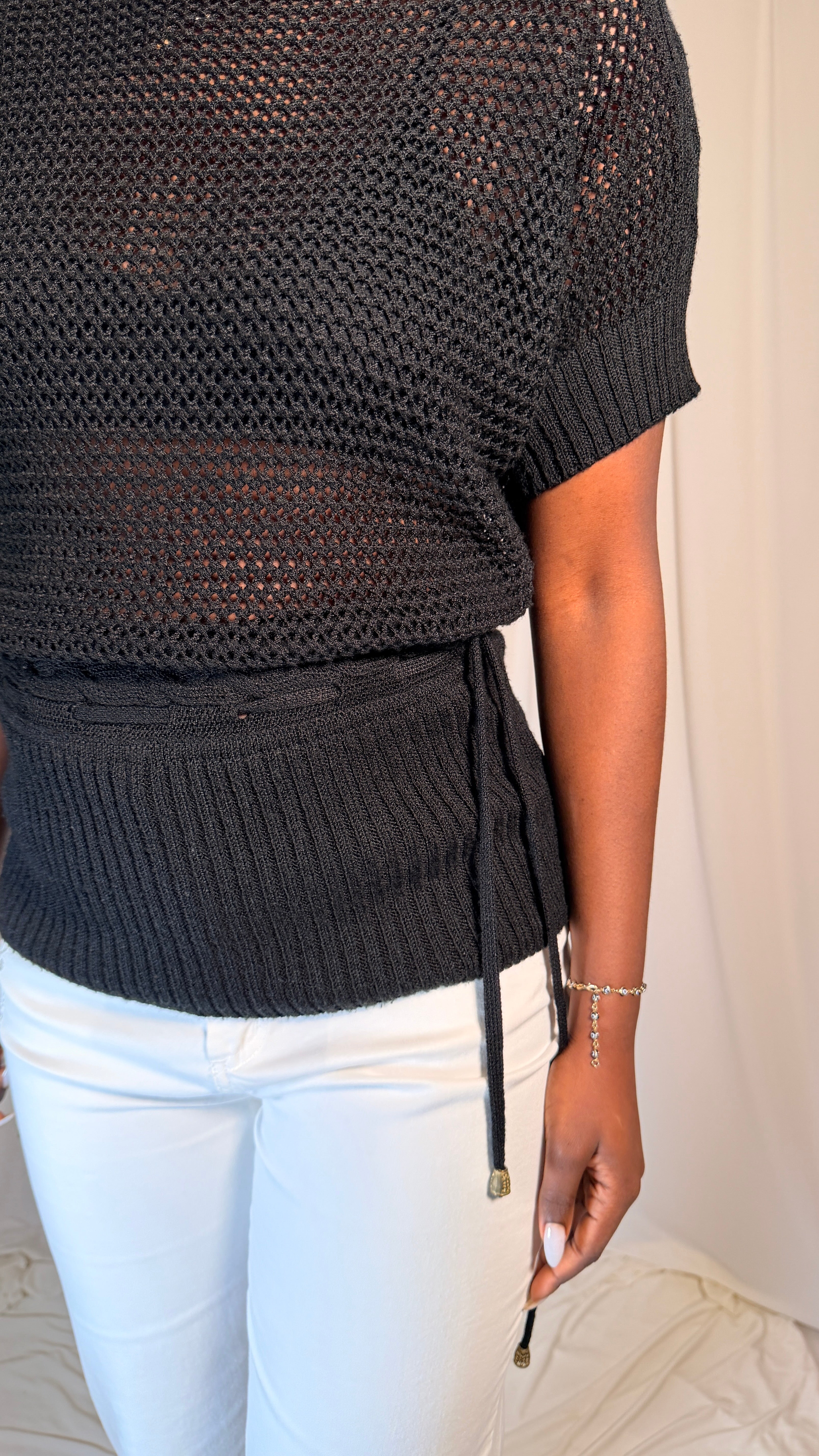 Crochet VIntage Black Top