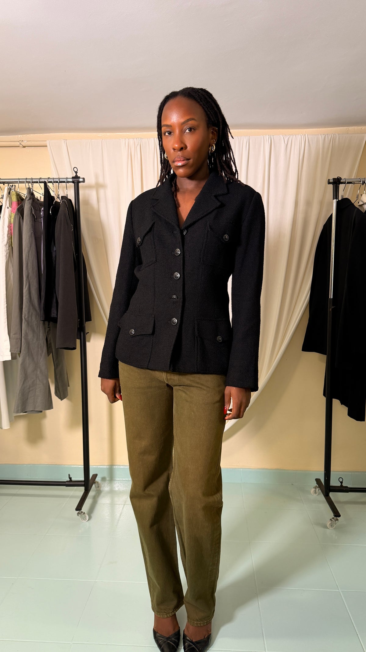 Vintage Tweed Wool Blazer [M]