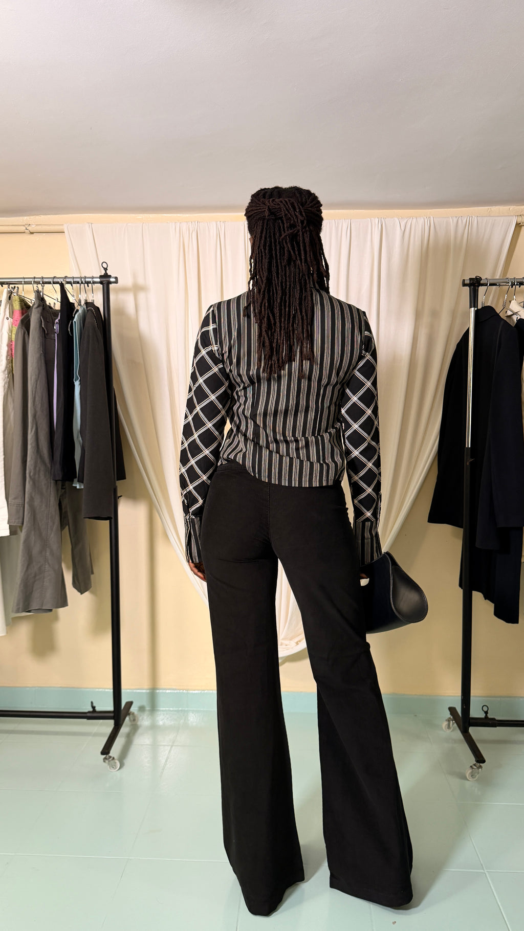Vintage Wide Leg Black Trousers [38]