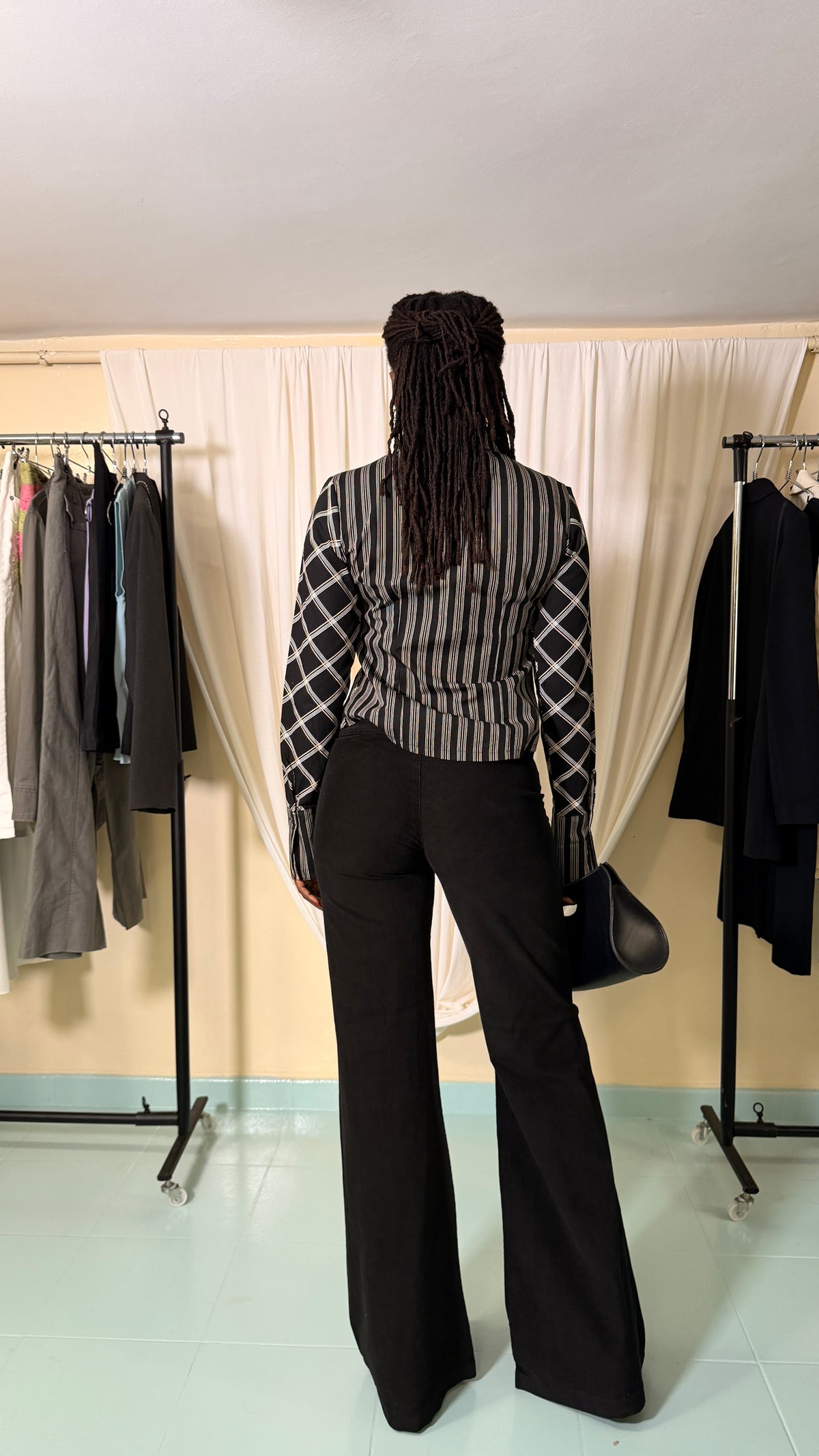 Vintage Wide Leg Black Trousers [38]