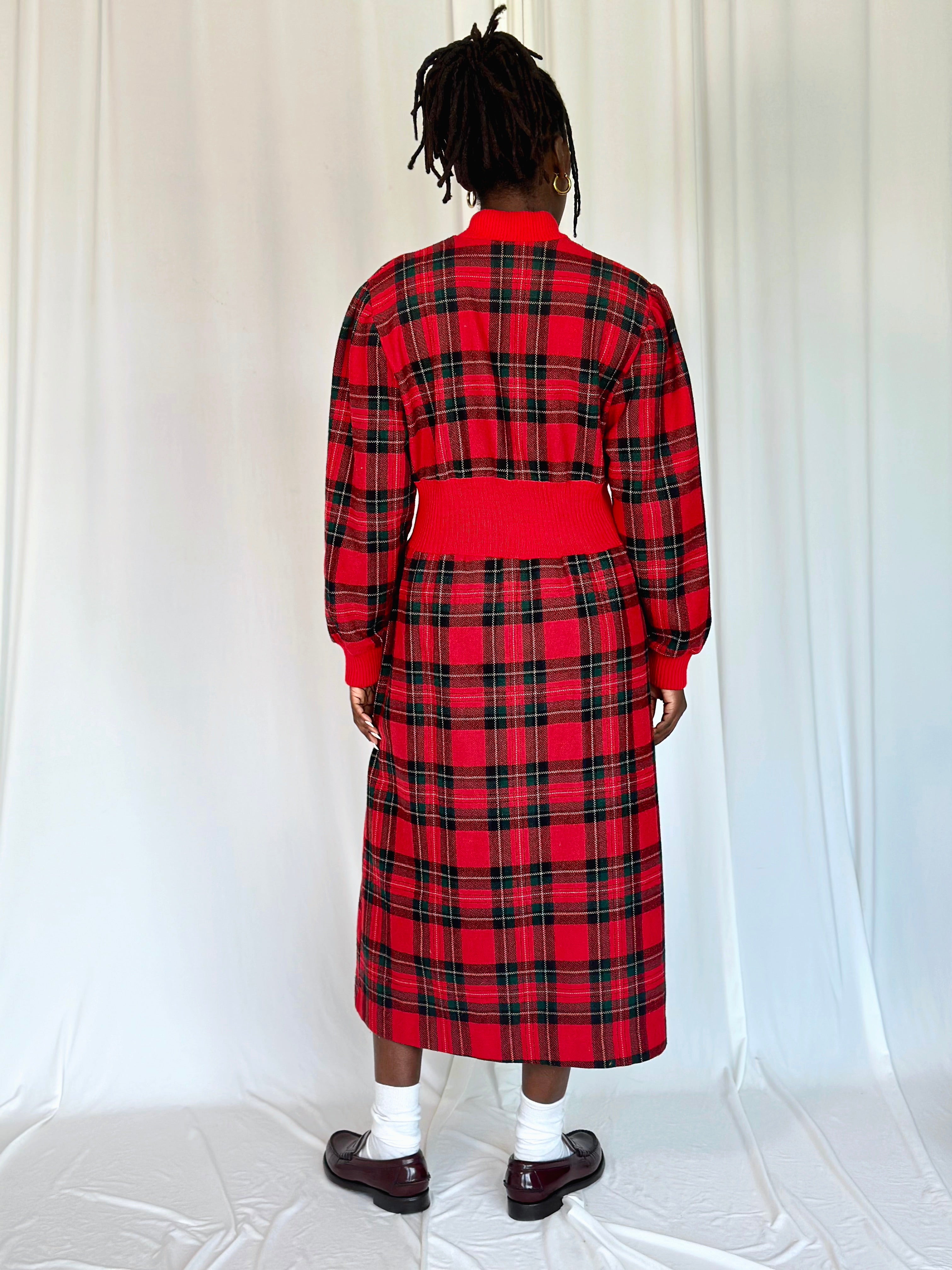 Vintage Tartan Wool Dress [M/L]