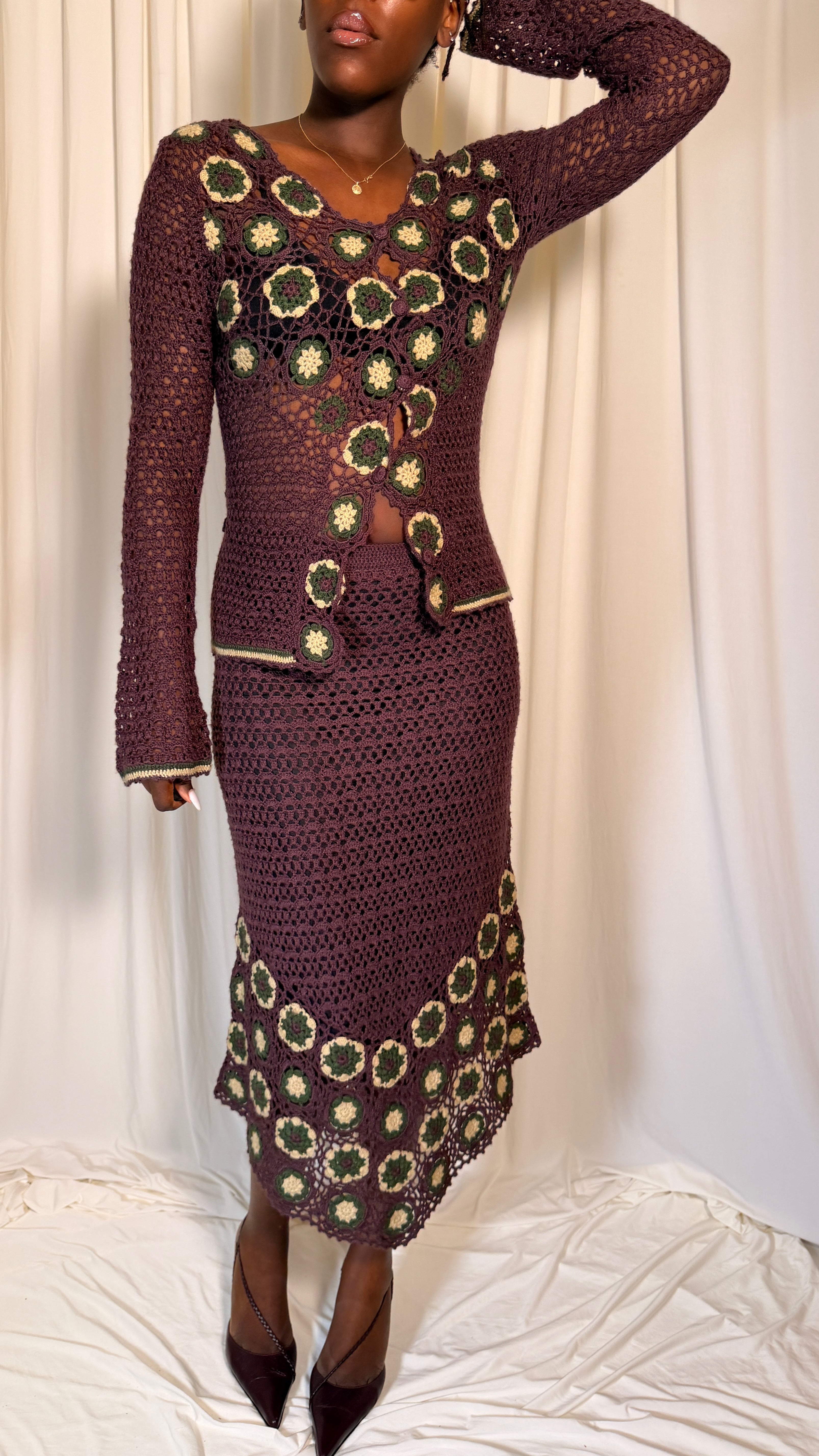 Vintage Crochet Top+skirt [M]