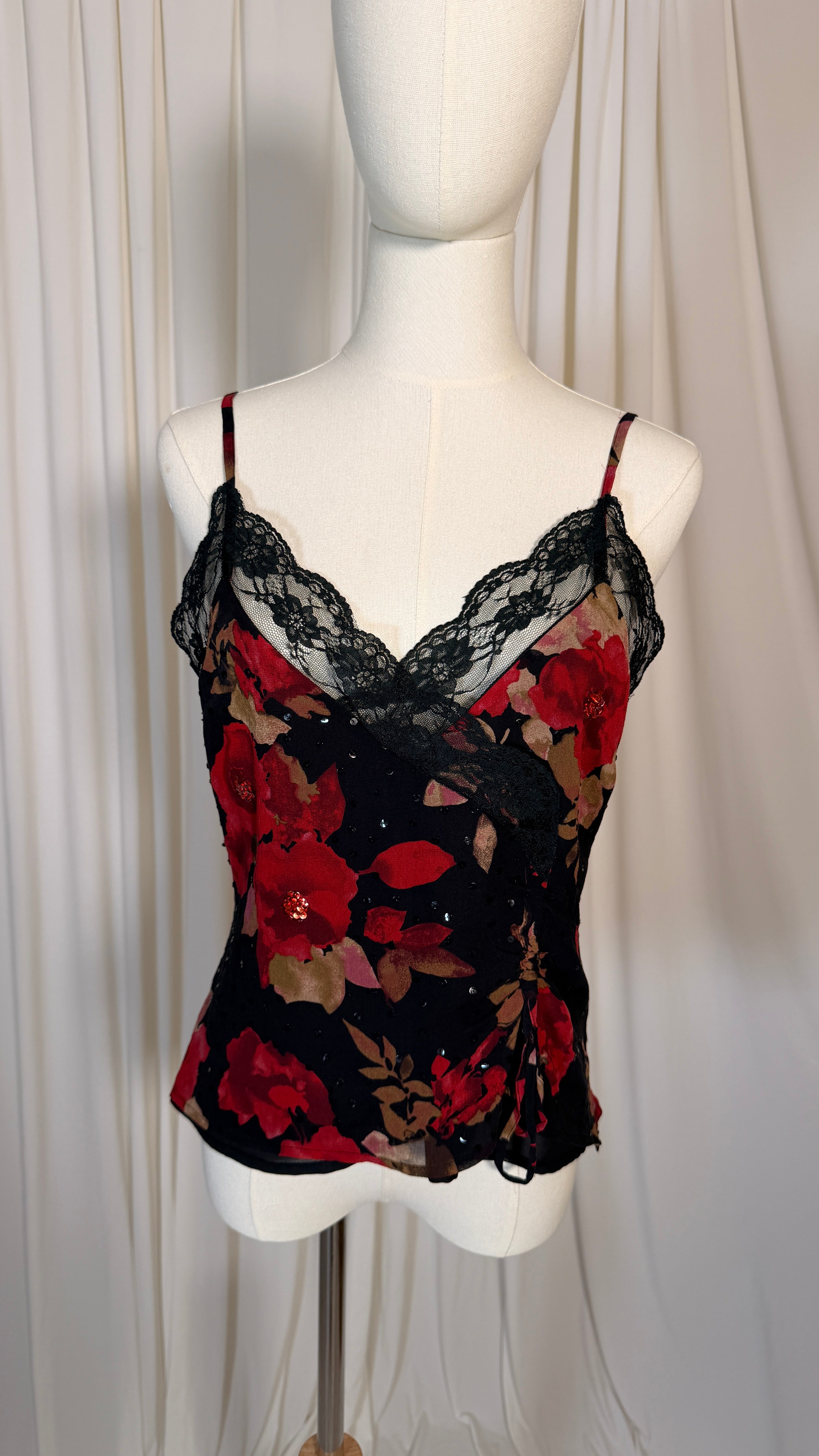Vintage Floral Silk Lace Top [M]