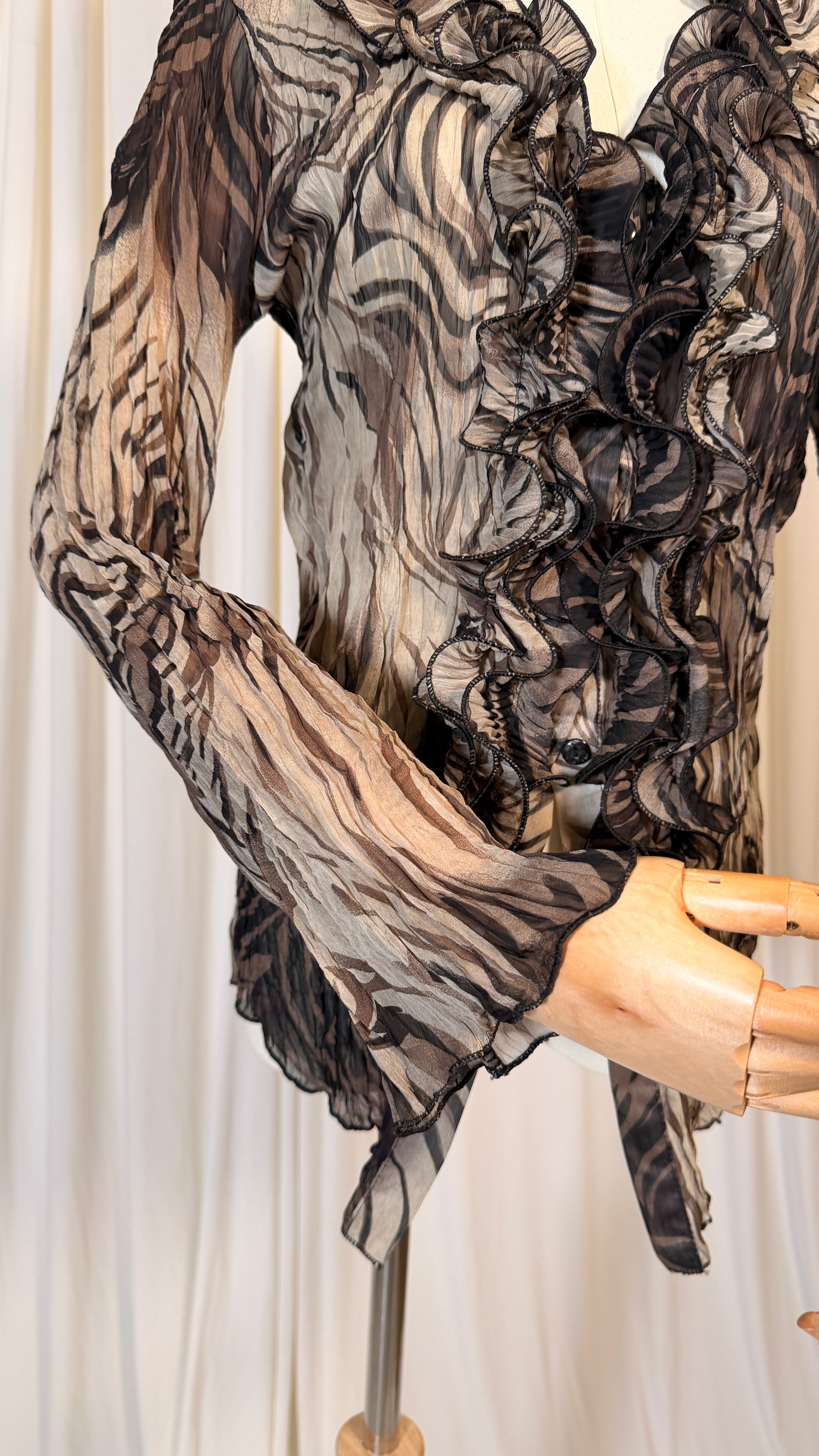 Chemisier à volants marron vintage [M/L]