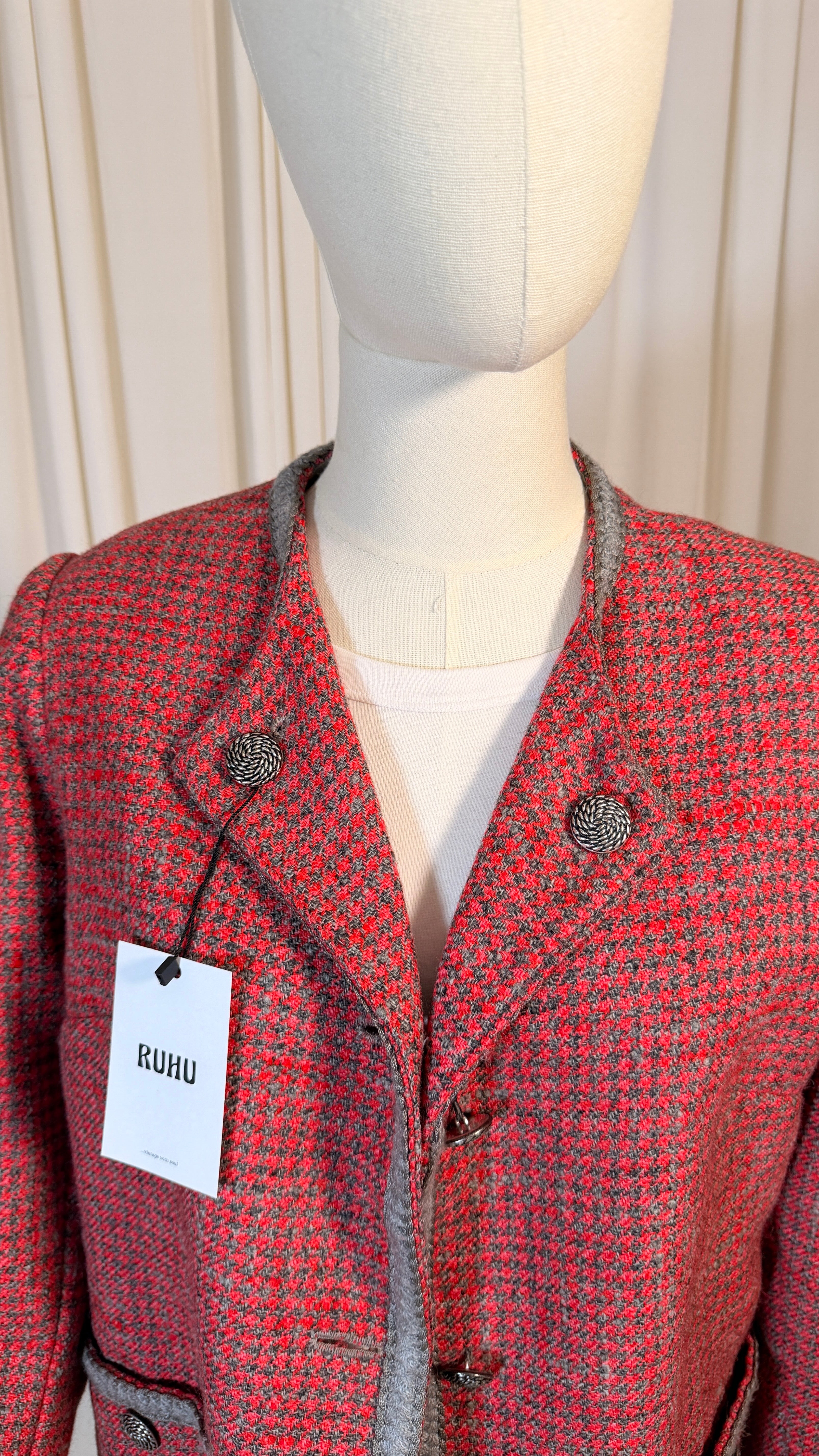 Red Vintage Tweed Blazer [L]
