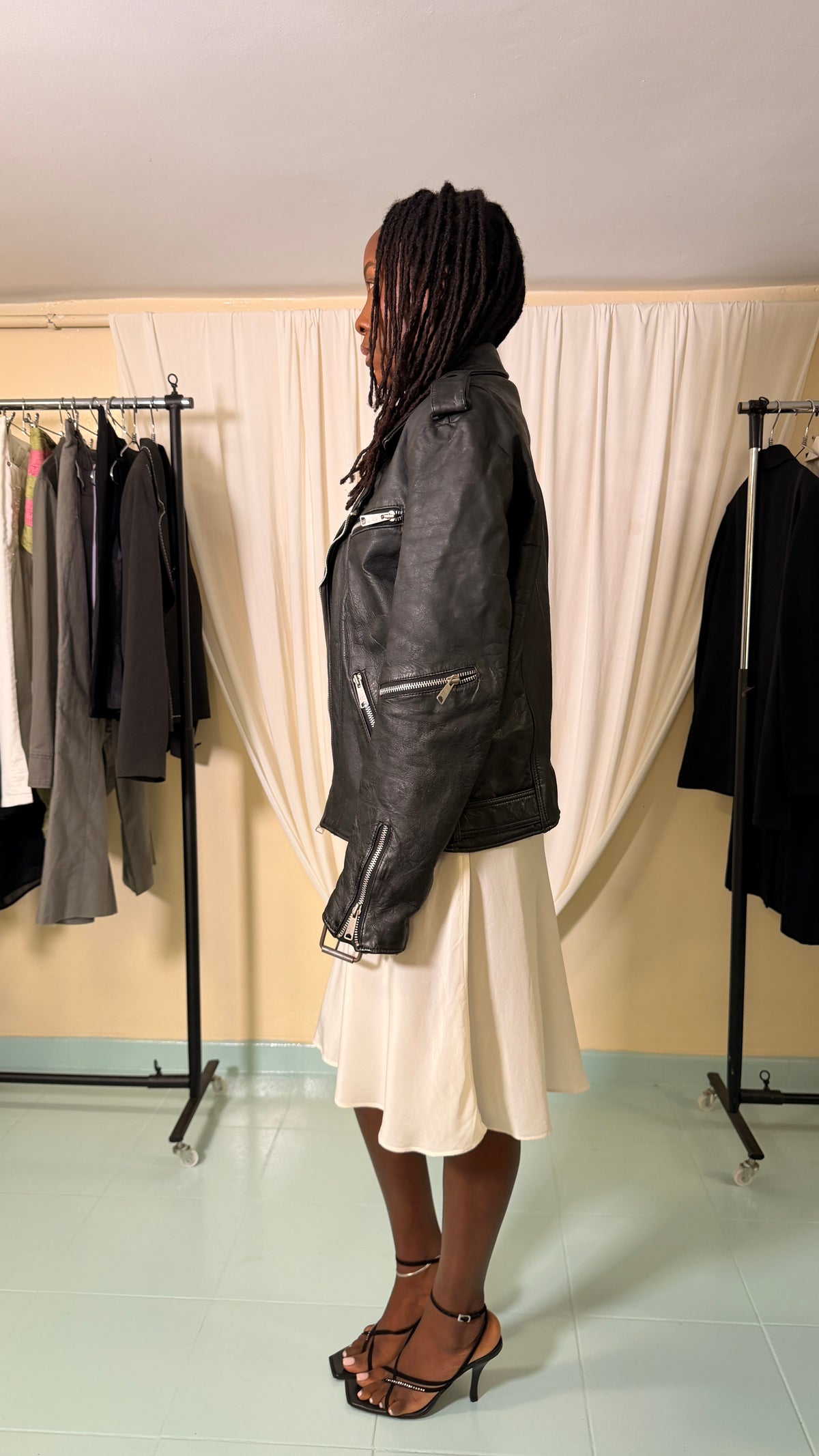 Vintage Black Biker Jacket [L]