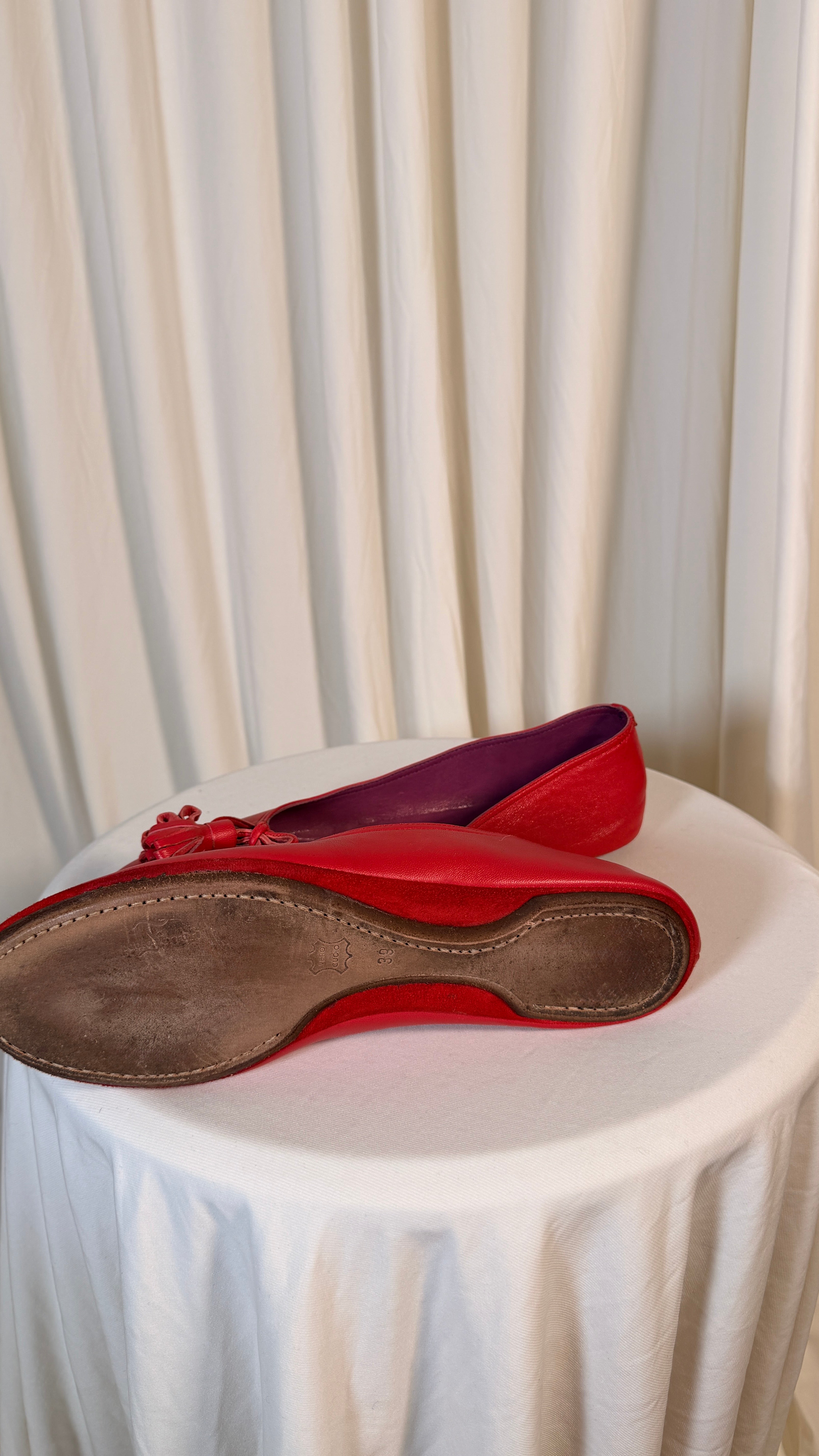 Escarpins Vintage en Cuir Rouge [39]