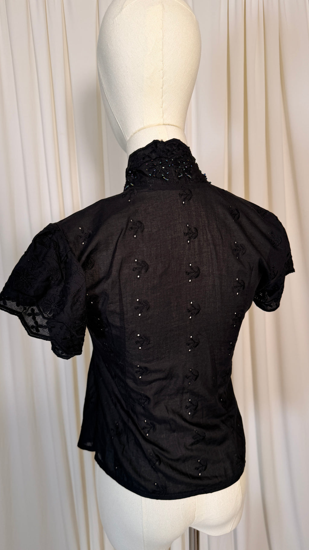 Vintage Beads Black Blouse [XS]