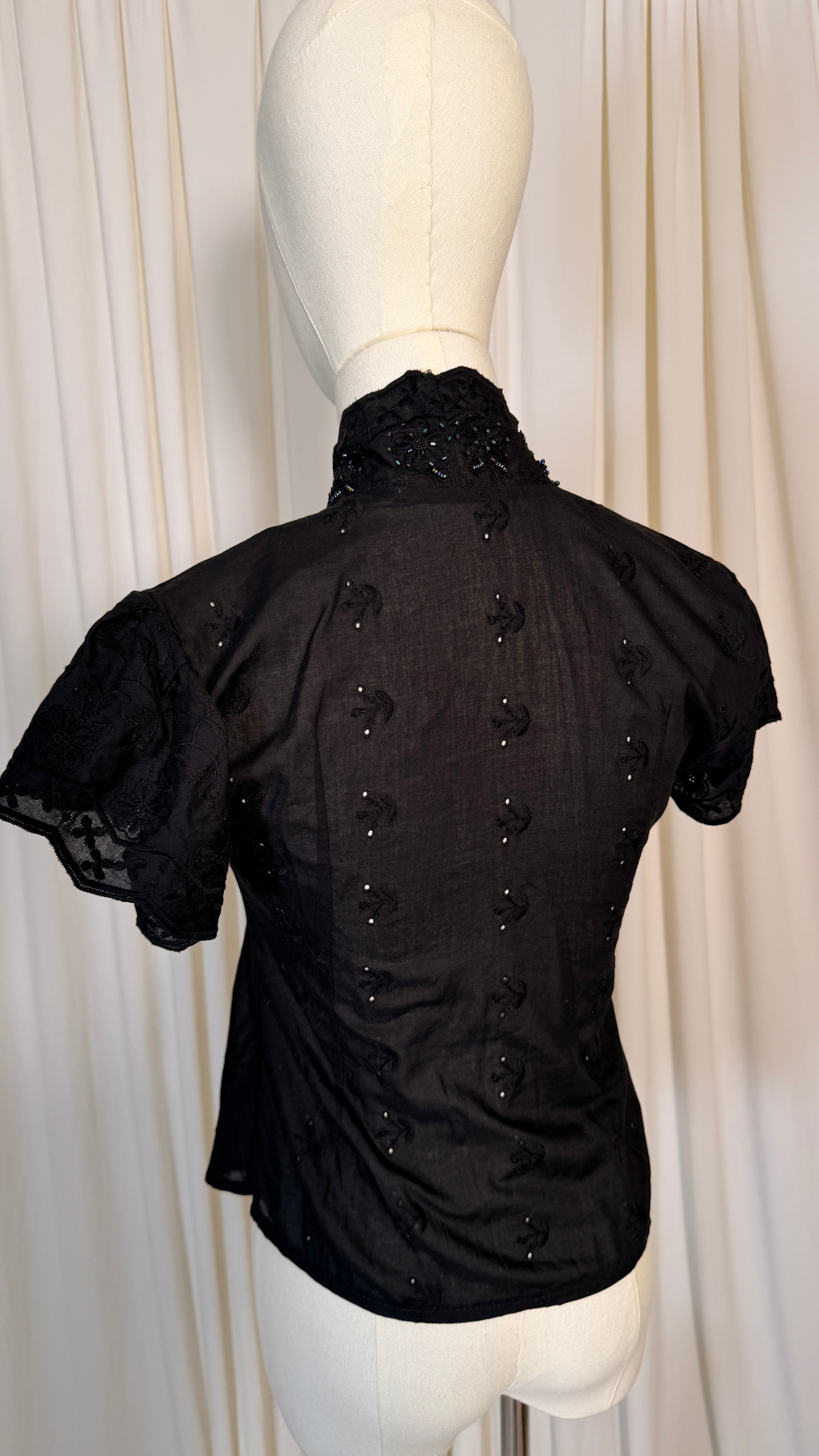 Vintage Beads Black Blouse [XS]