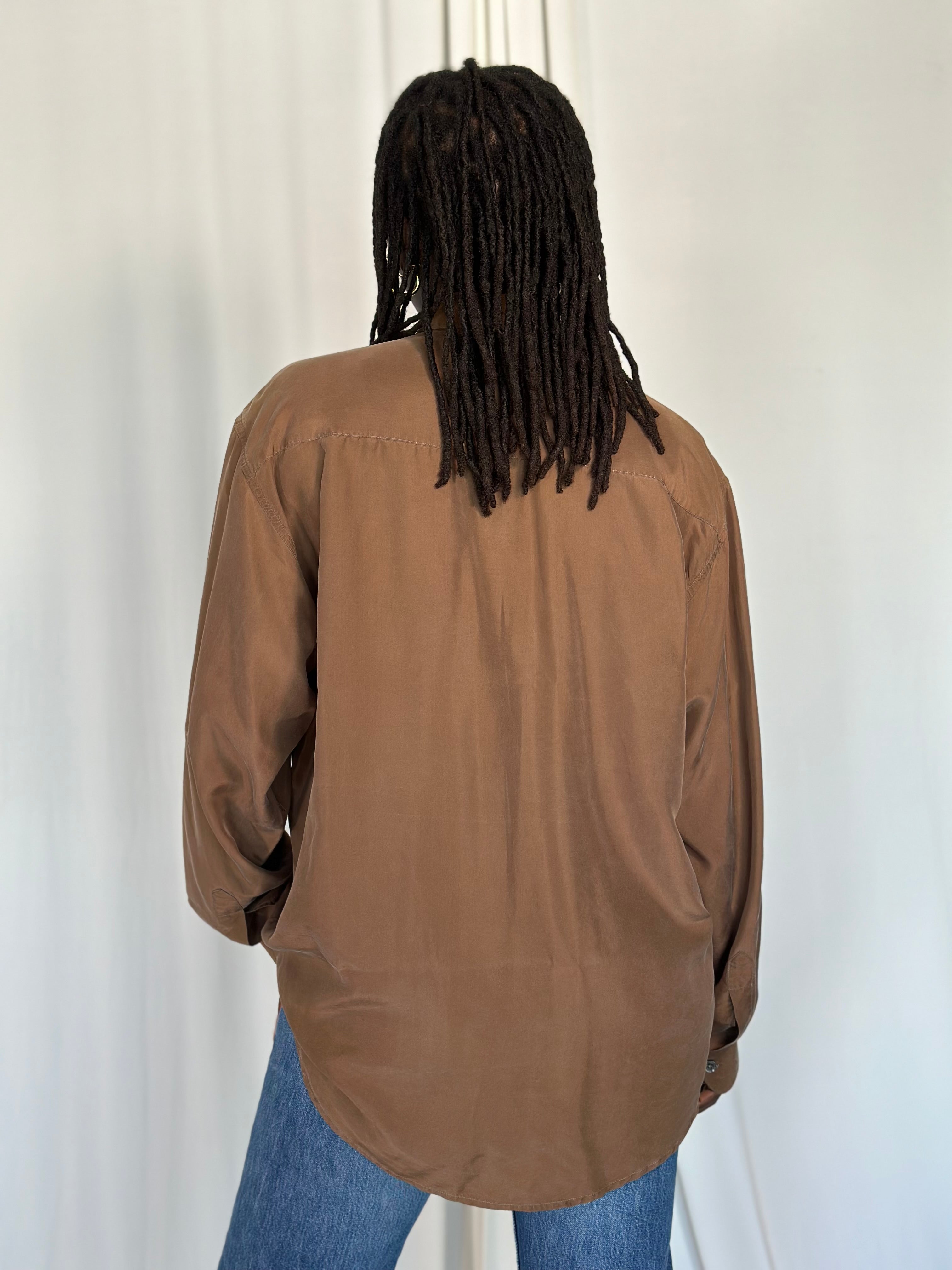 Silk Brown Blouse [L]