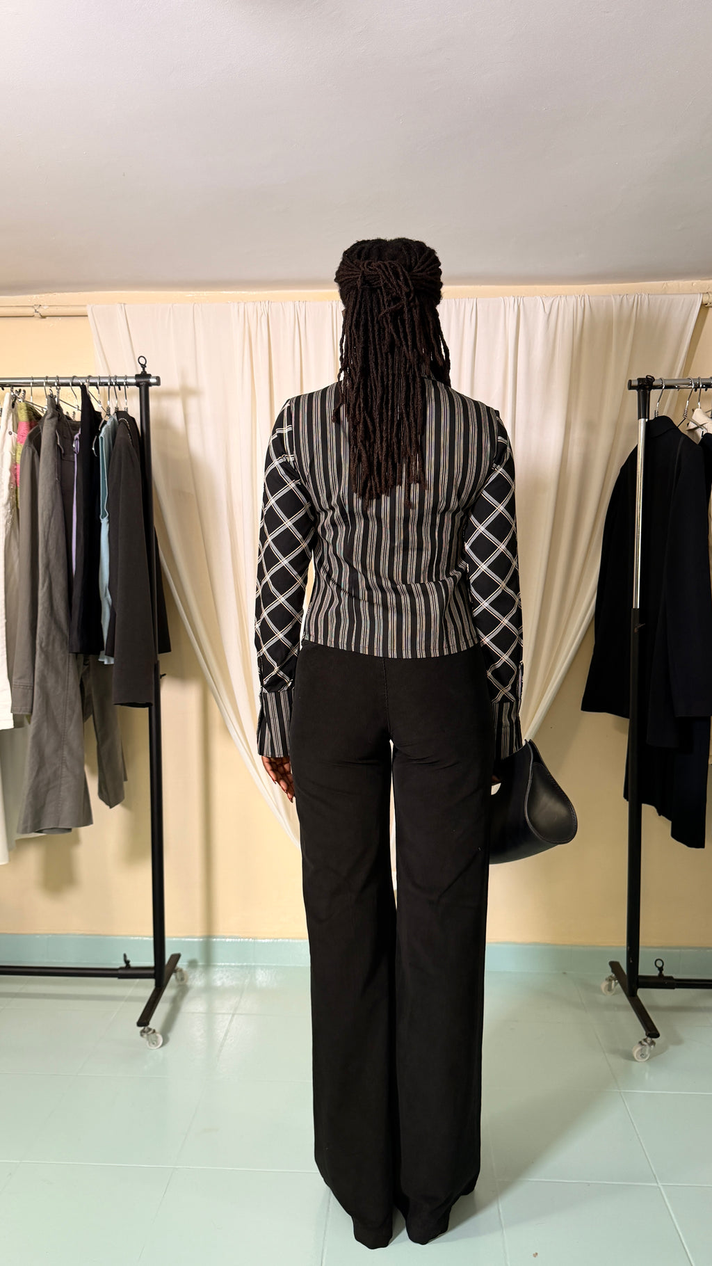 Vintage Wide Leg Black Trousers [38]