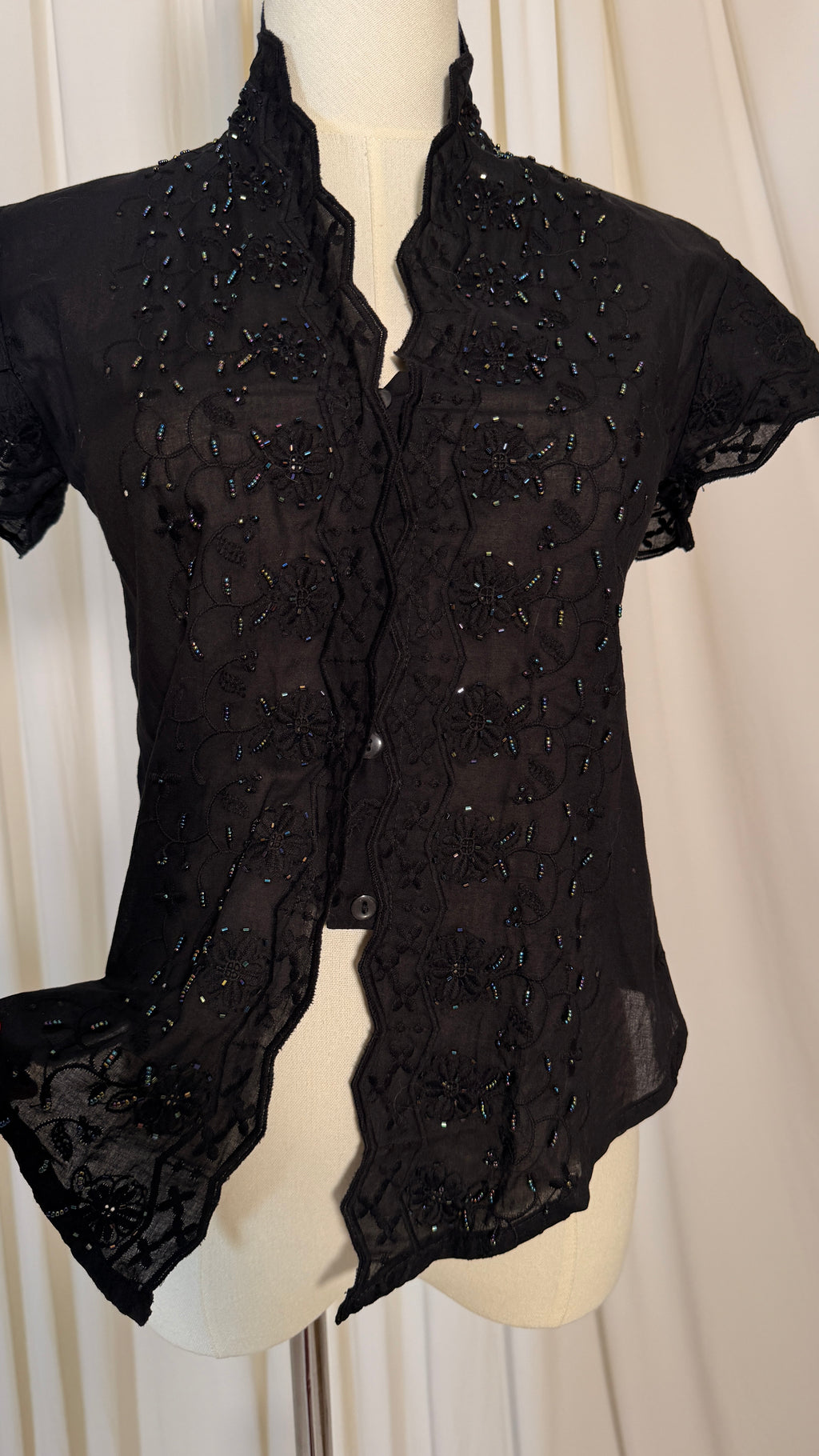 Vintage Beads Black Blouse [XS]