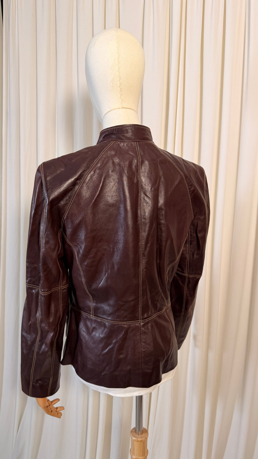 Blouson en cuir marron foncé années 90