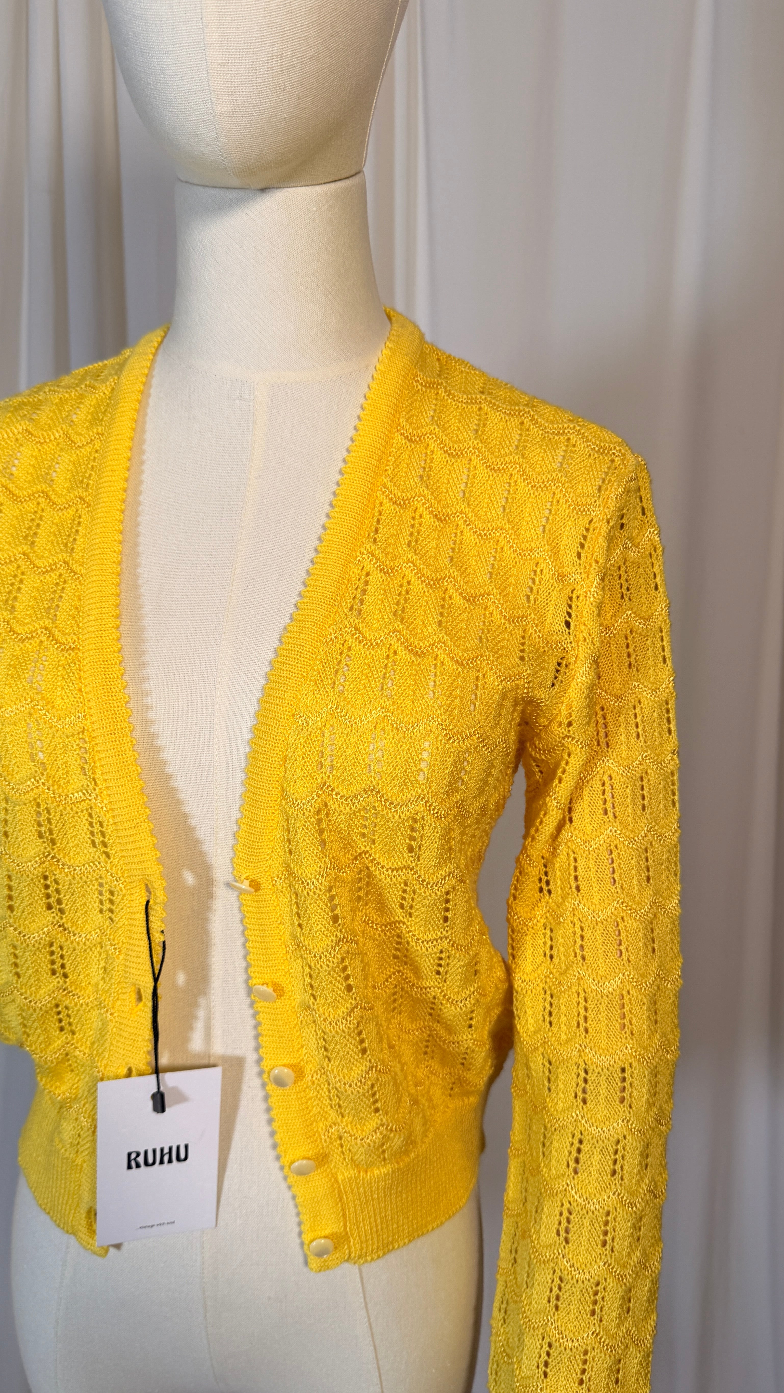 Chemisier vintage en maille jaune [S]