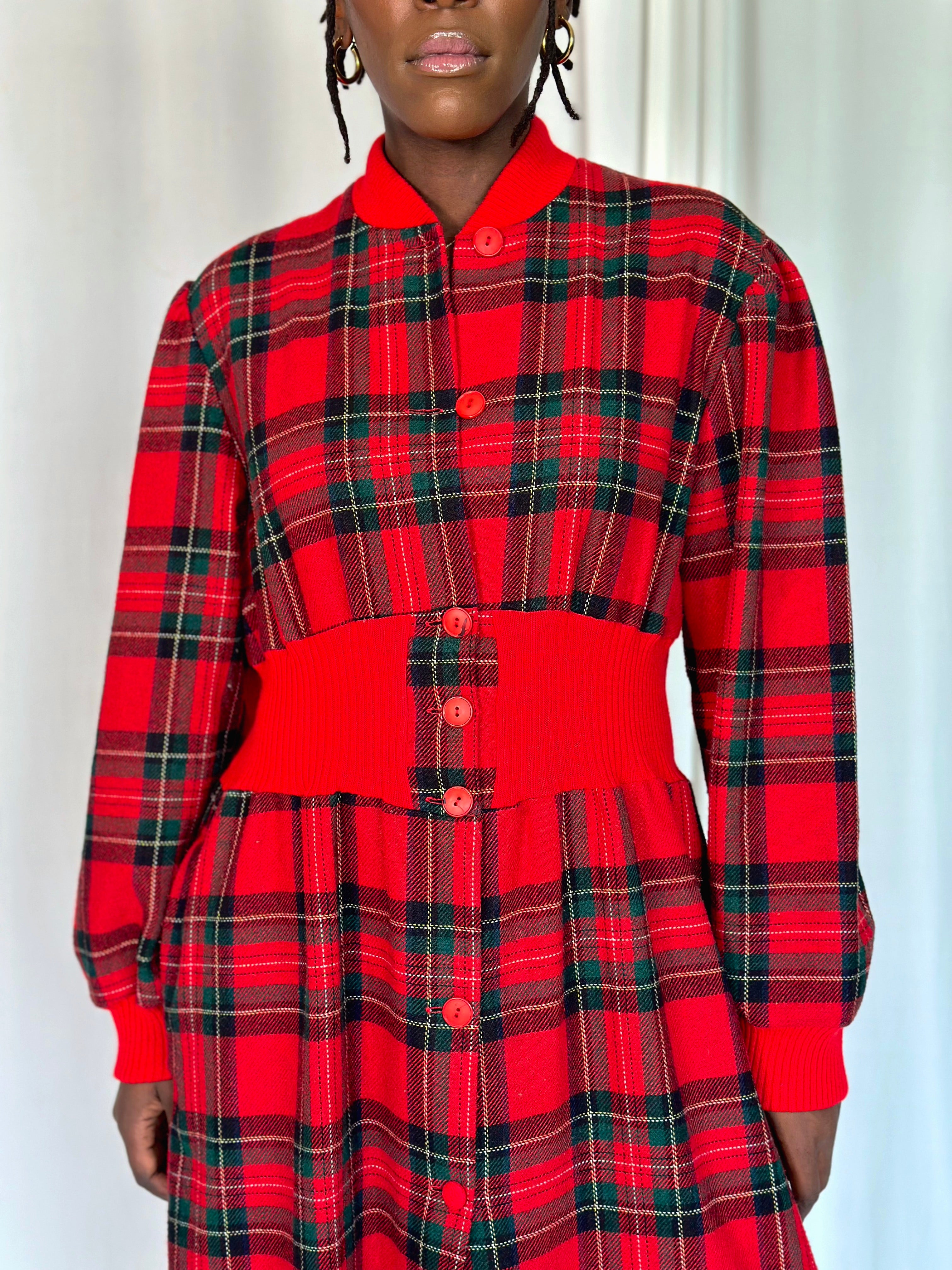 Vintage Tartan Wool Dress [M/L]