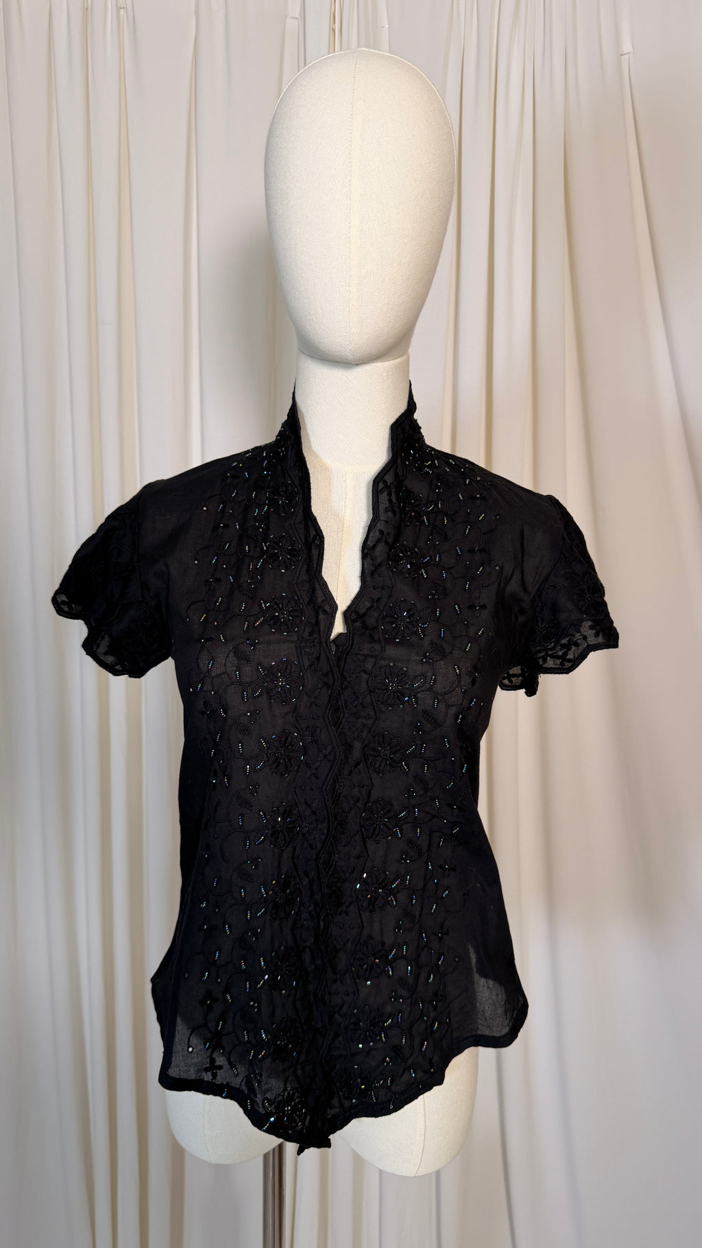 Vintage Beads Black Blouse [XS]