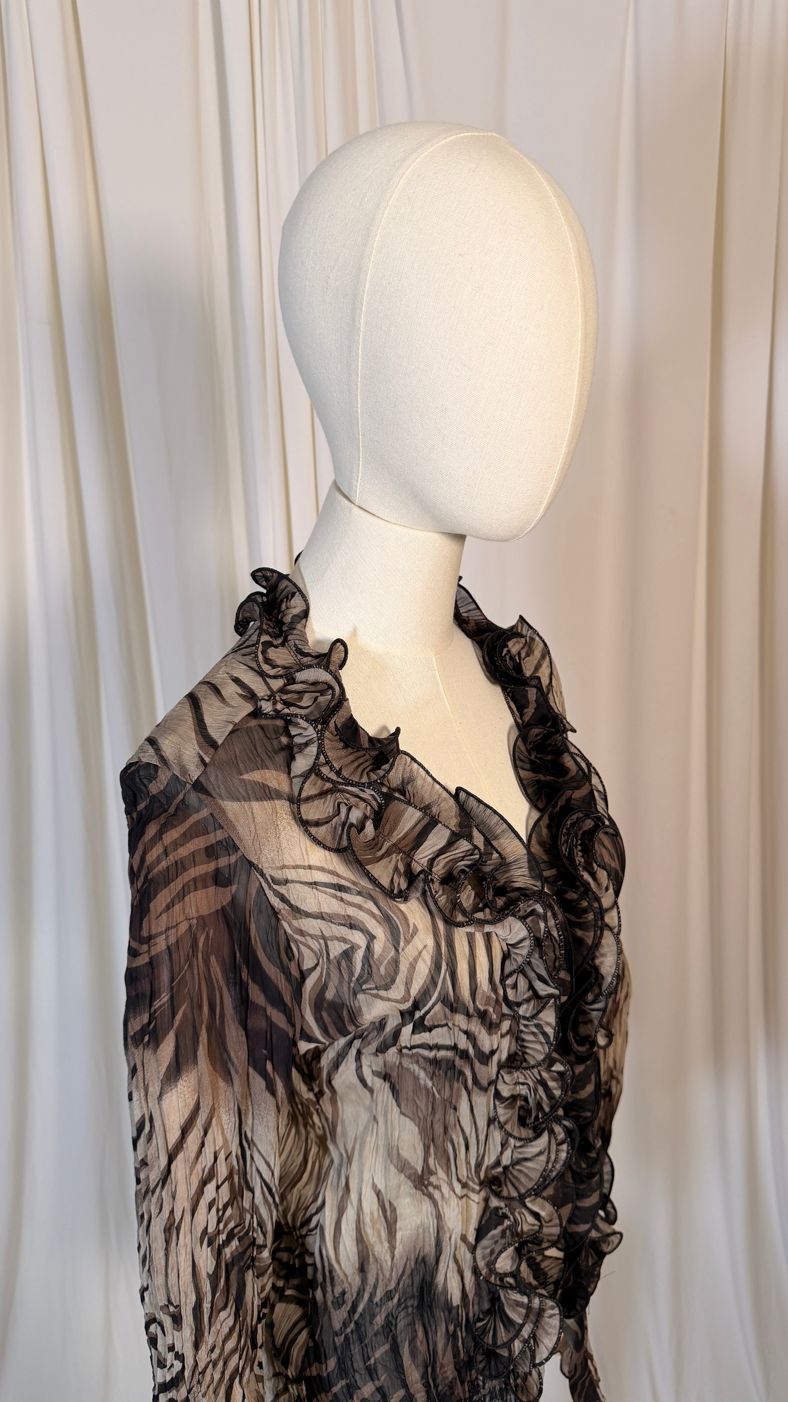 Chemisier à volants marron vintage [M/L]