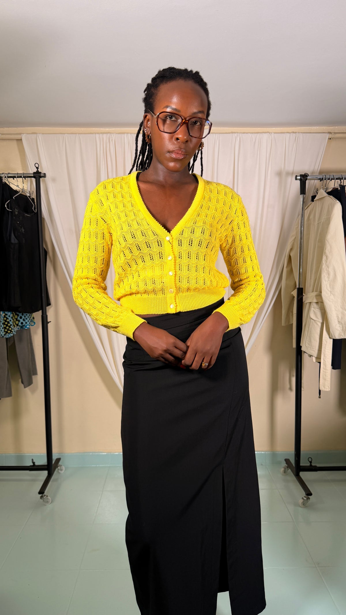 Yellow Knitted Vintage Cardigan [S]