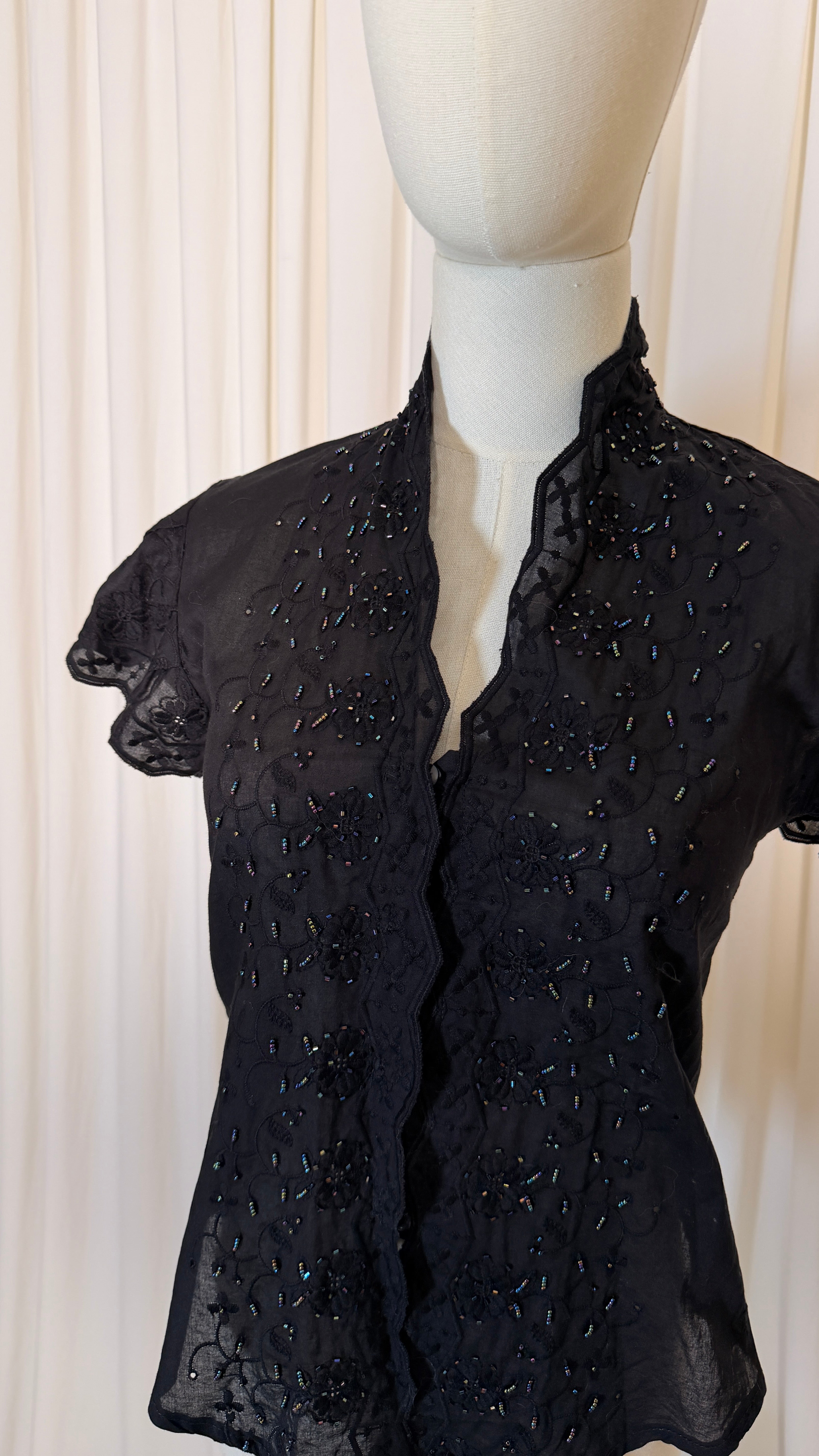 Vintage Beads Black Blouse [XS]