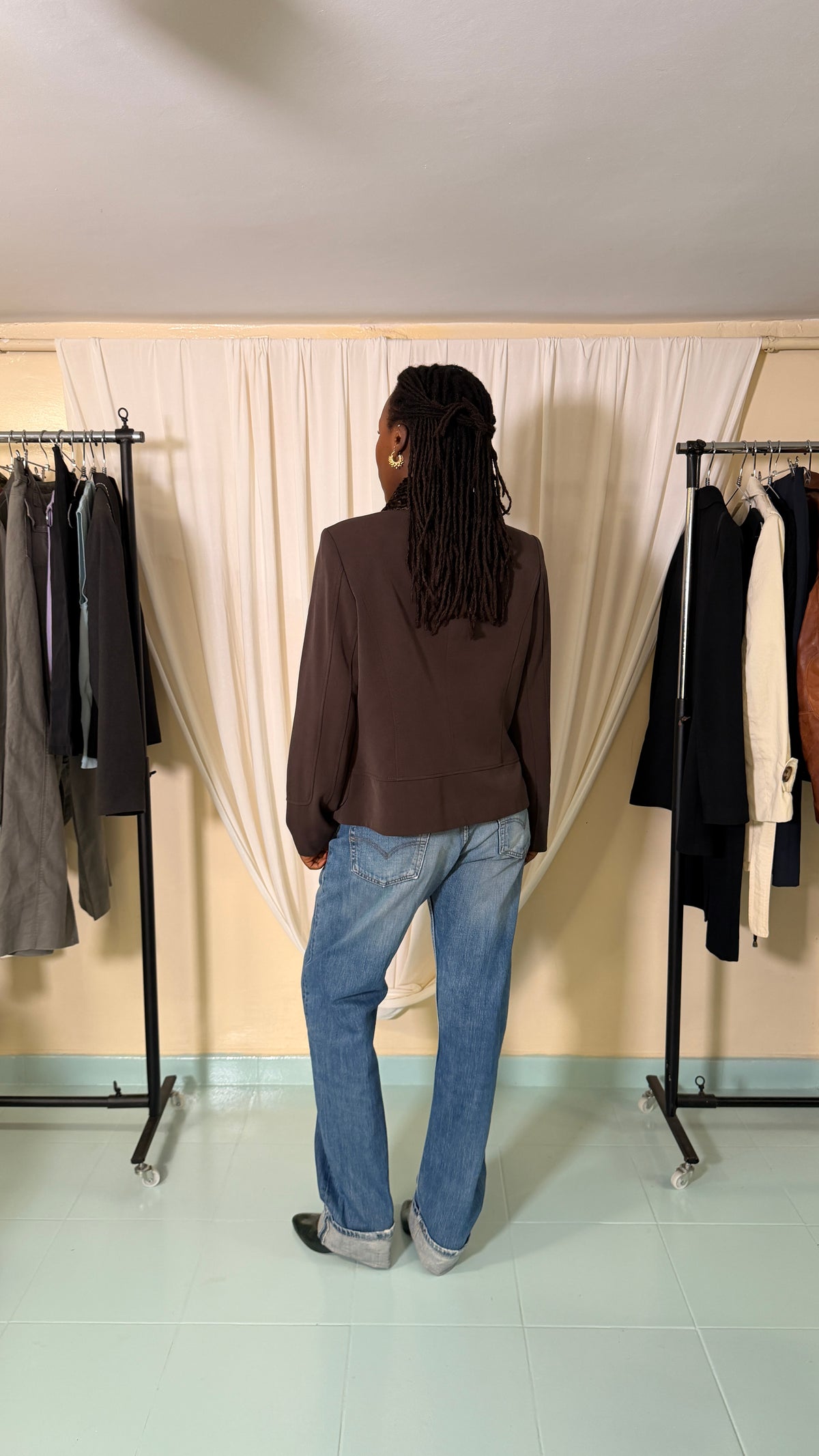 Vintage Brown Jacket with Faux Fur collar [L]