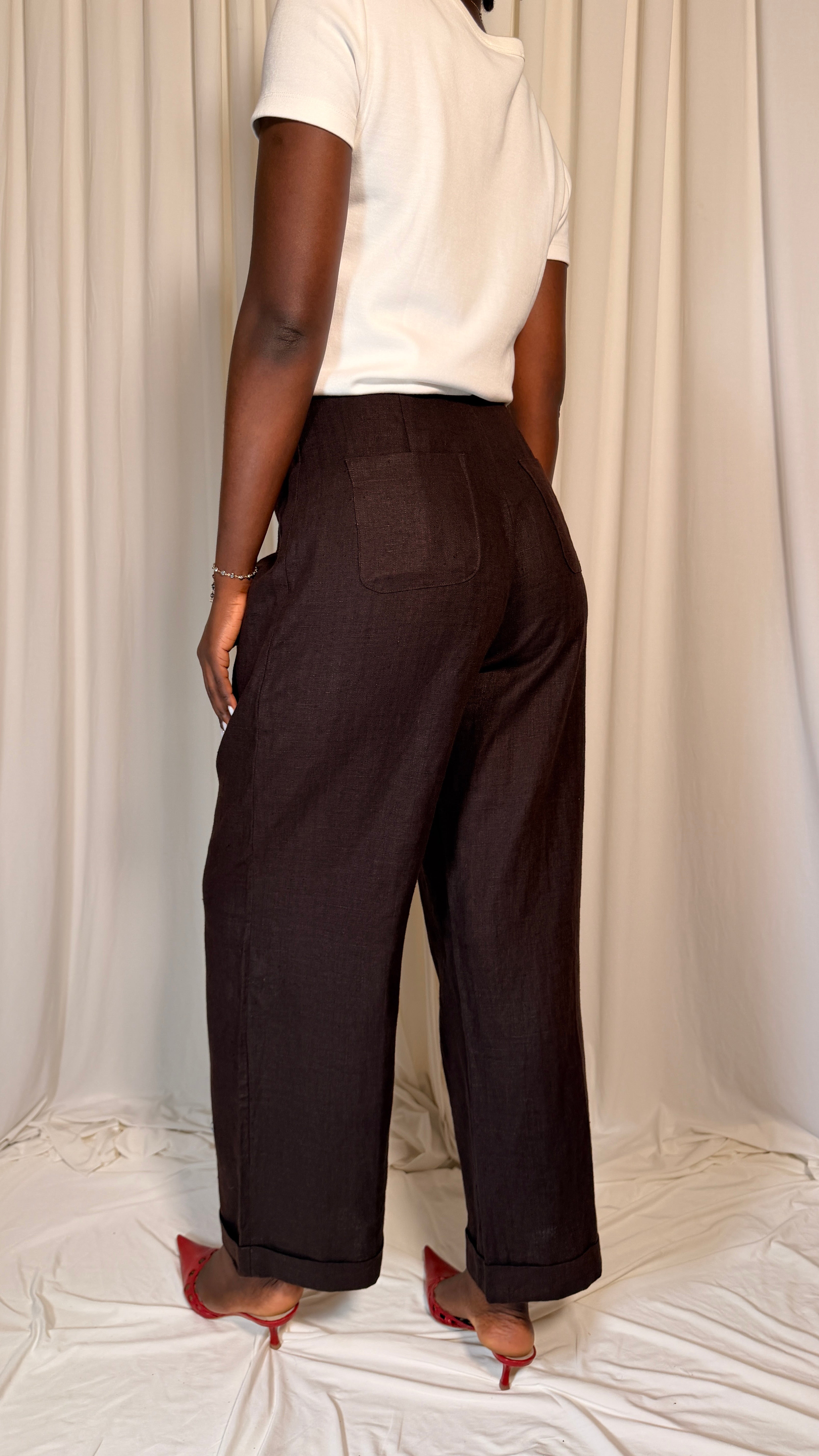 Linen Brown Trousers [36]