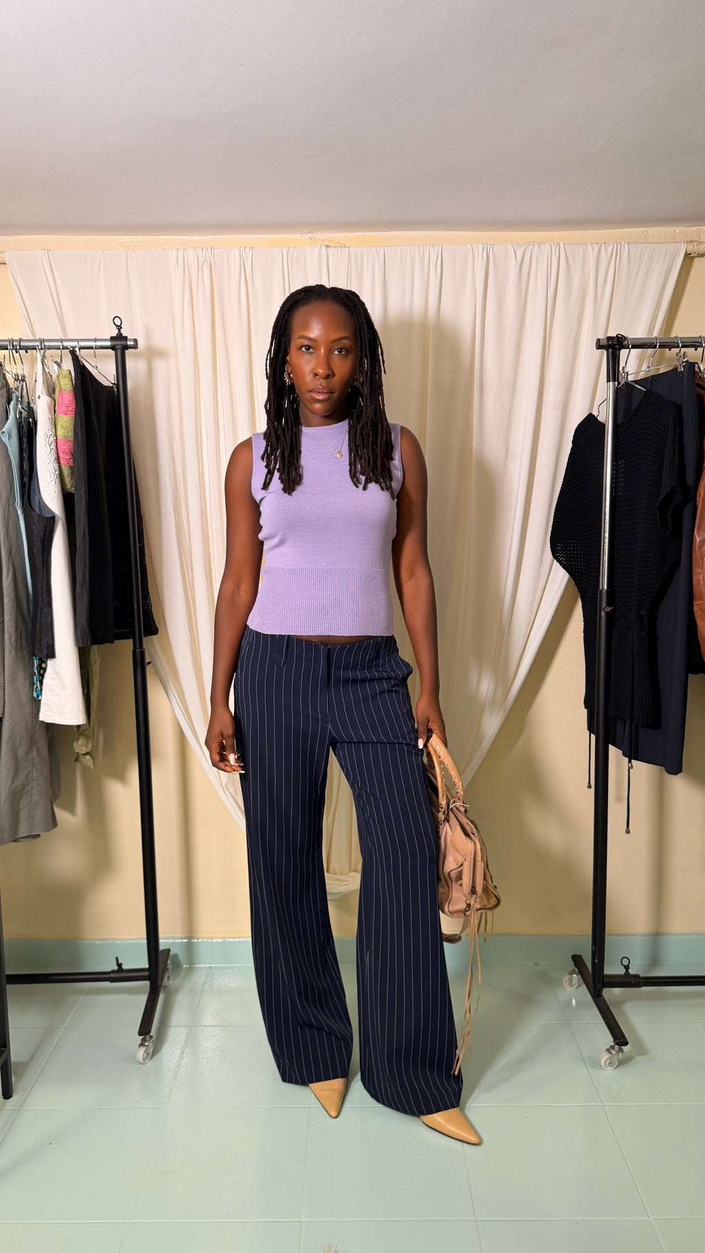 Vintage Blue Pinstripe Trousers [42]