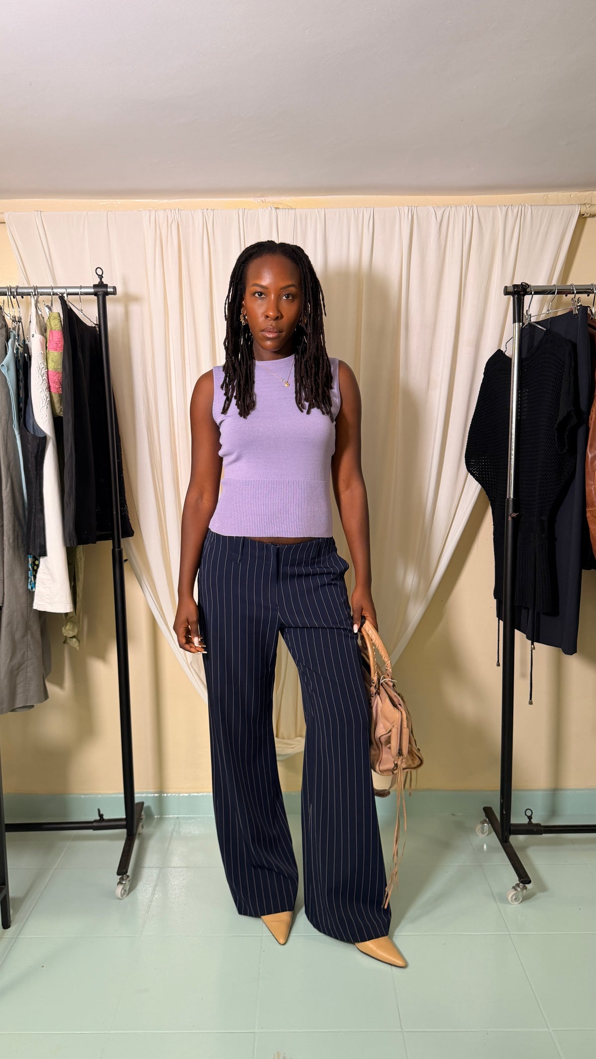Vintage Blue Pinstripe Trousers [42]