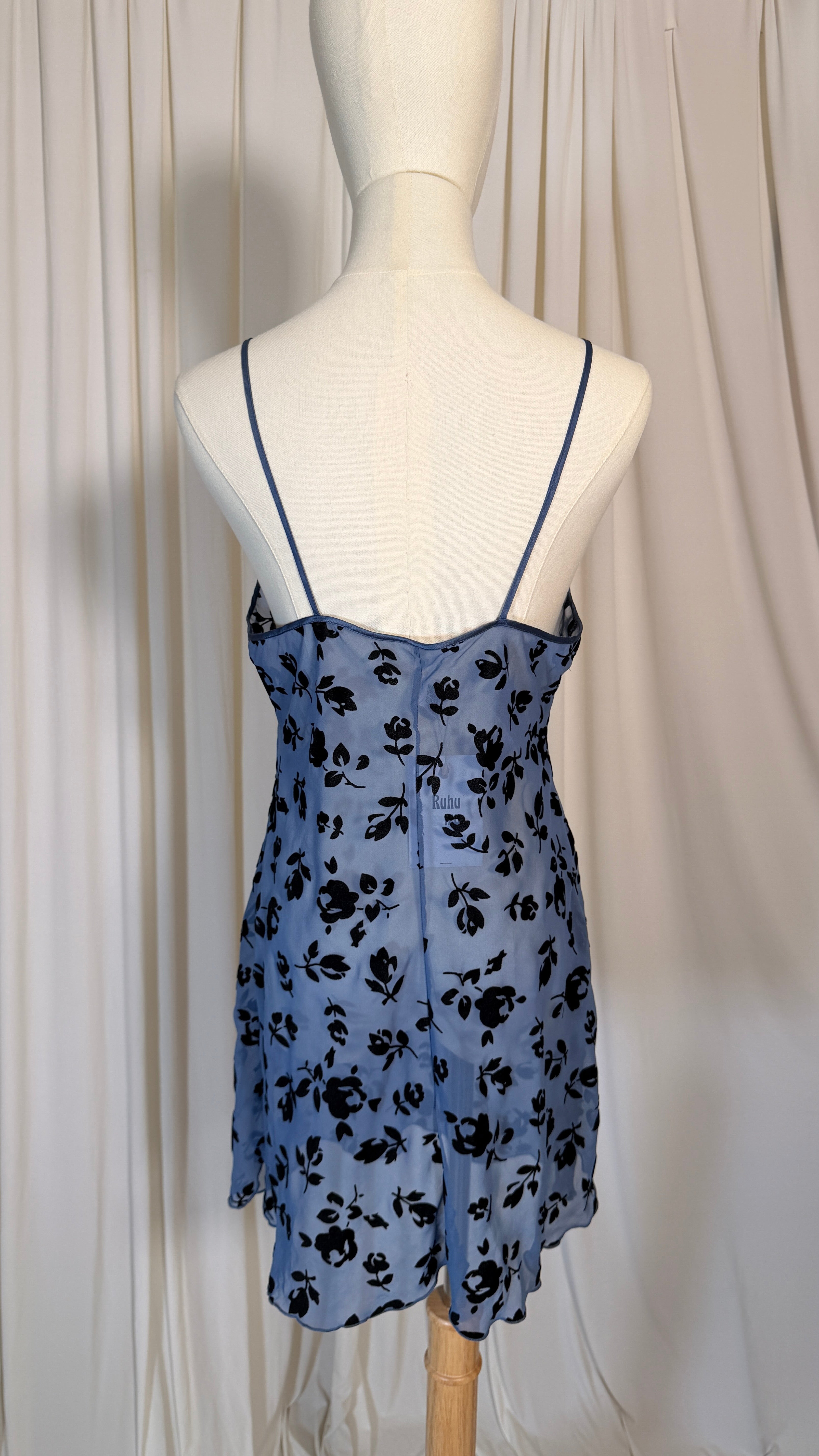 Semi sheer Blue Vintage Night Slip [S]