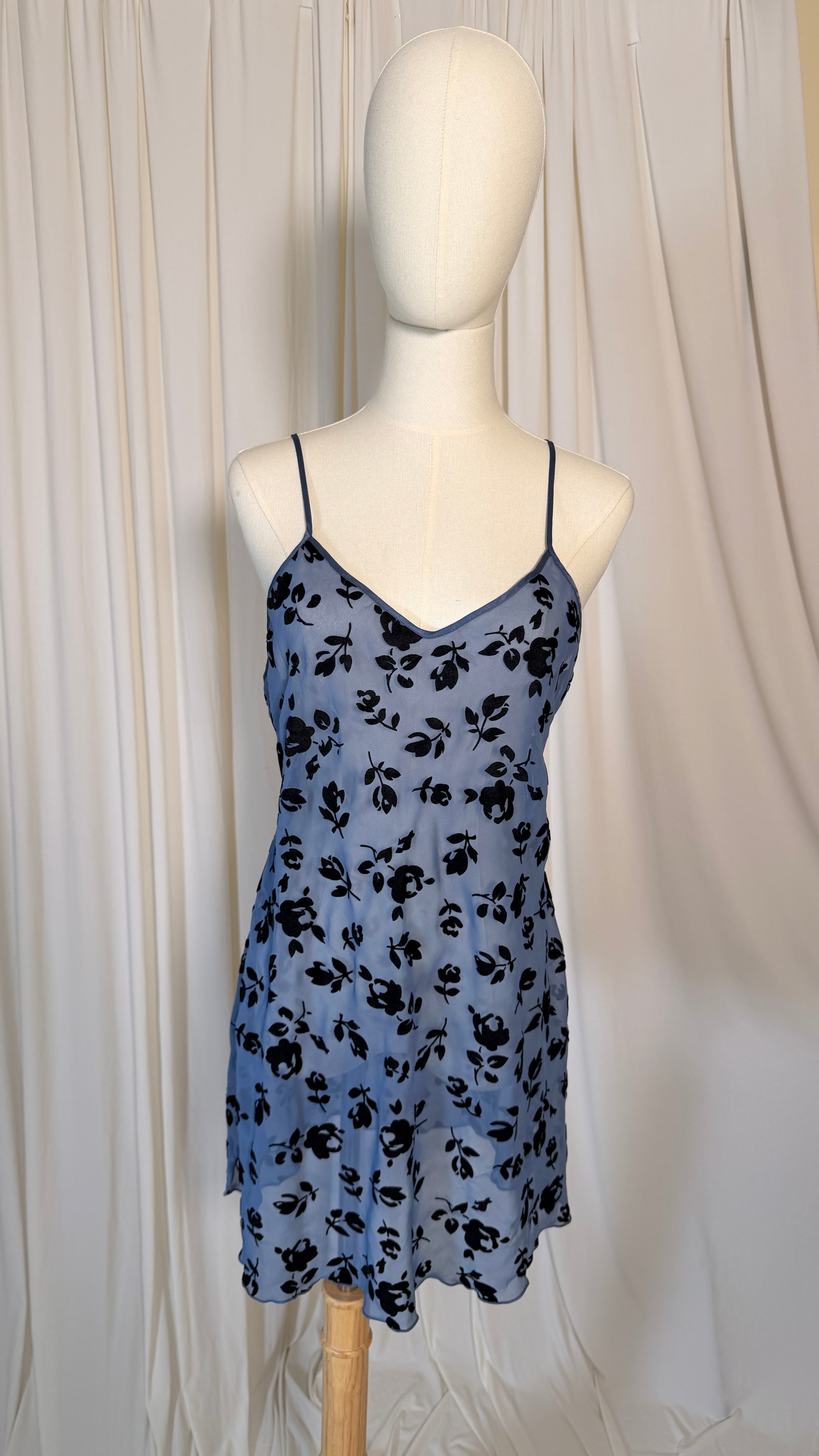 Semi sheer Blue Vintage Night Slip [S]