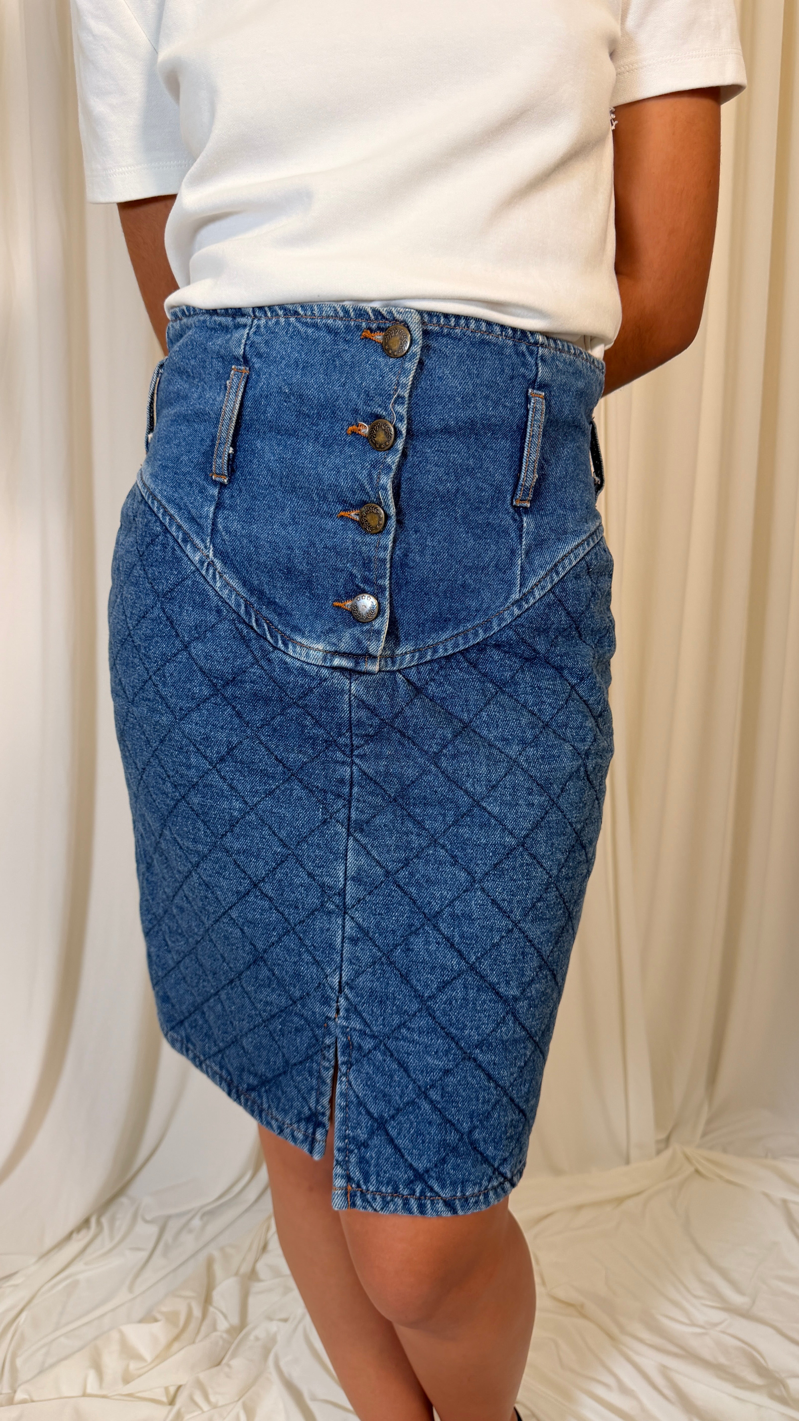 80s Vintage Denim Skirt [34]